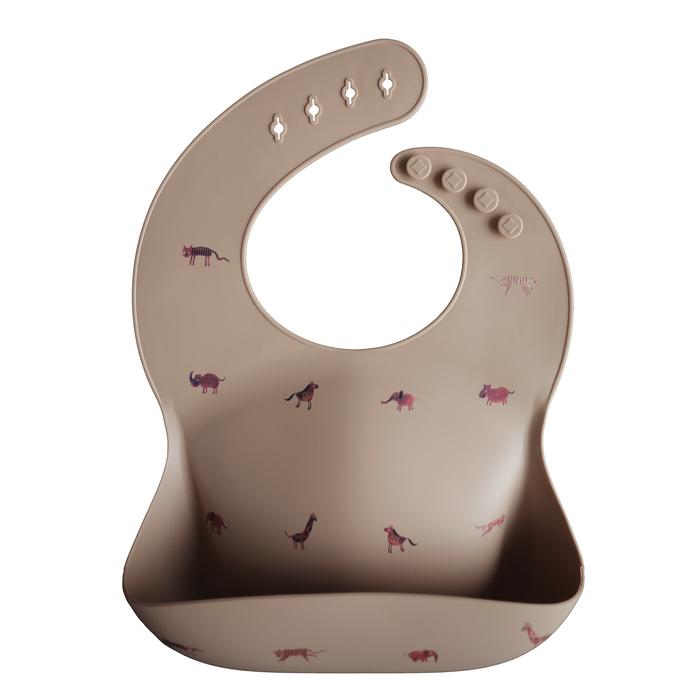 Silicone Baby Bib with Safari Animal Design - Soft, Durable & Easy Clean for Messy Mealtime, Feeding & Toddler Activities