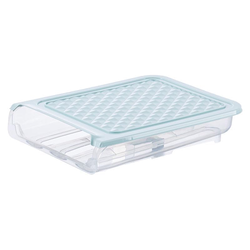 Qwerty Store 18-Count Plastic Egg Container for Refrigerator - Blue Egg Storage Organizer with Lid, Fresh Egg Holder Basket Tray for Kitchen & Fridge Organization | Perfect for Breakfast Meal Prep, Baking, and Farm Fresh Egg Storage