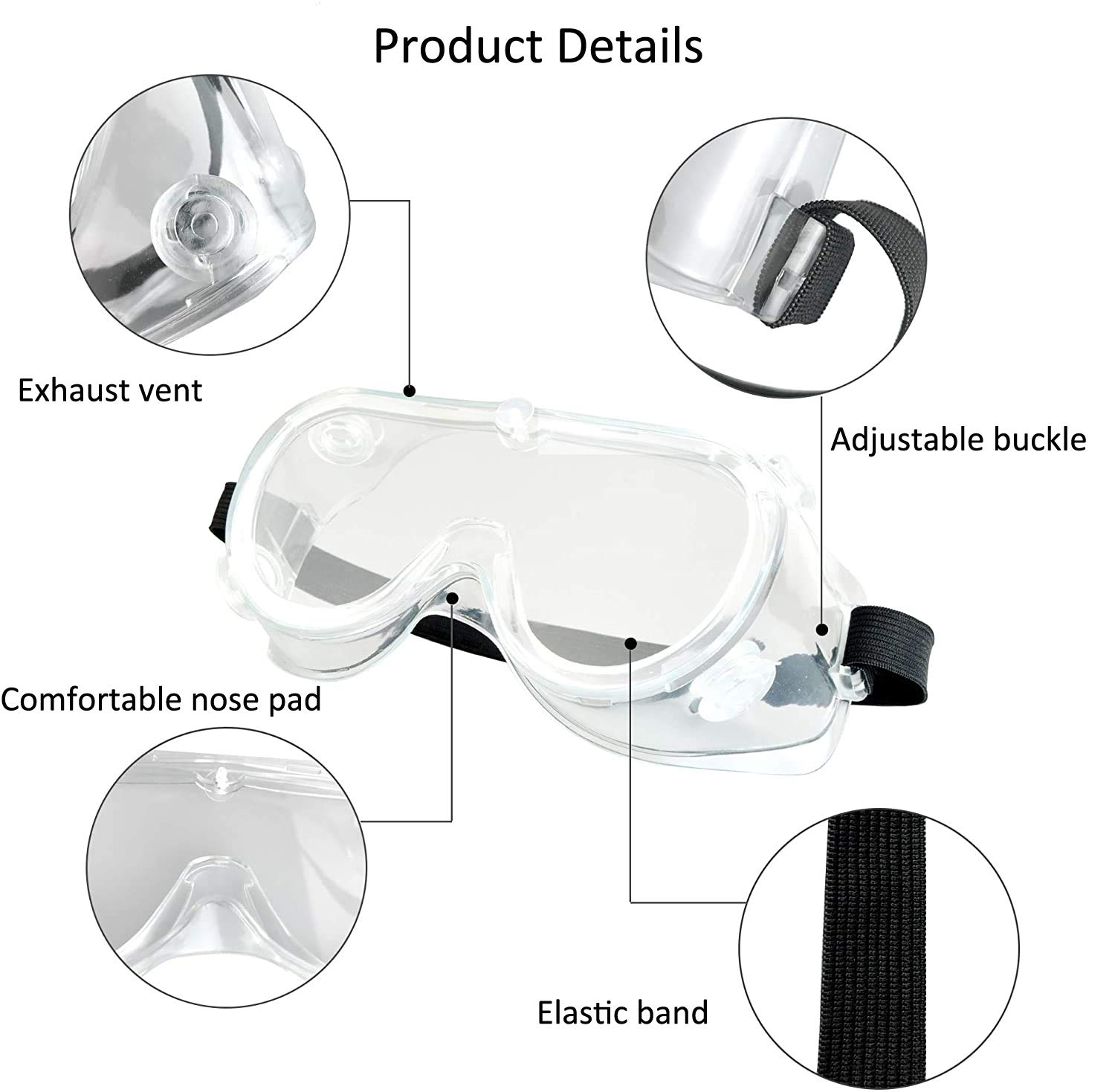 YEIN Protective Safety Glasses - Adjustable, Dust-Proof & Breathable Anti-Fog Goggles for Work, DIY, Woodworking & Outdoor Activities - Scratch-Resistant Eye Protection