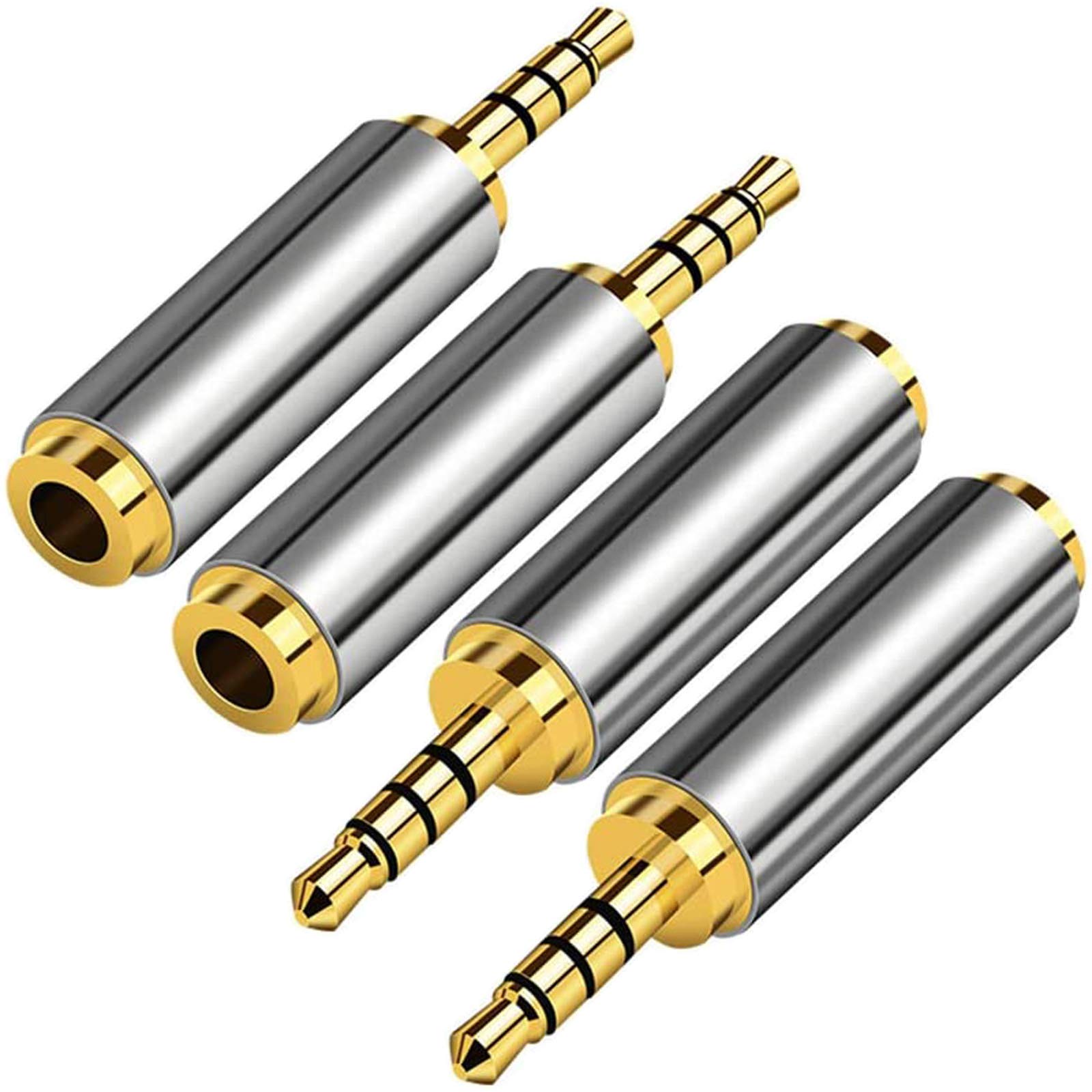 4 Pack 2.5mm Male to 3.5mm Female Gold Plated Audio Adapter - Stereo Headphone Jack Converter with MIC Support for Earphones, Headphones, Speakers & Recording Devices - Perfect for Music Lovers, DJs & Studio Use