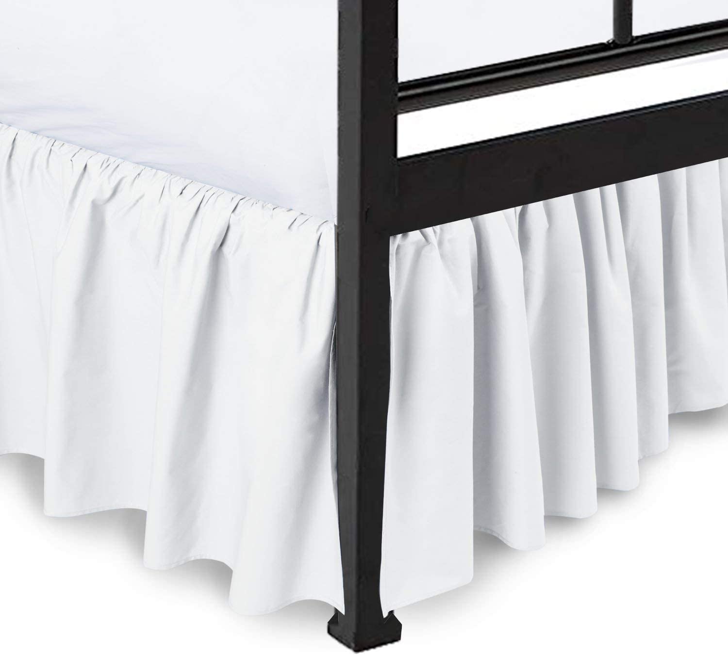 Ruffled Bed Skirt with Split Corners - 100% Microfiber Gathered Dust Ruffle for Twin Beds (15
