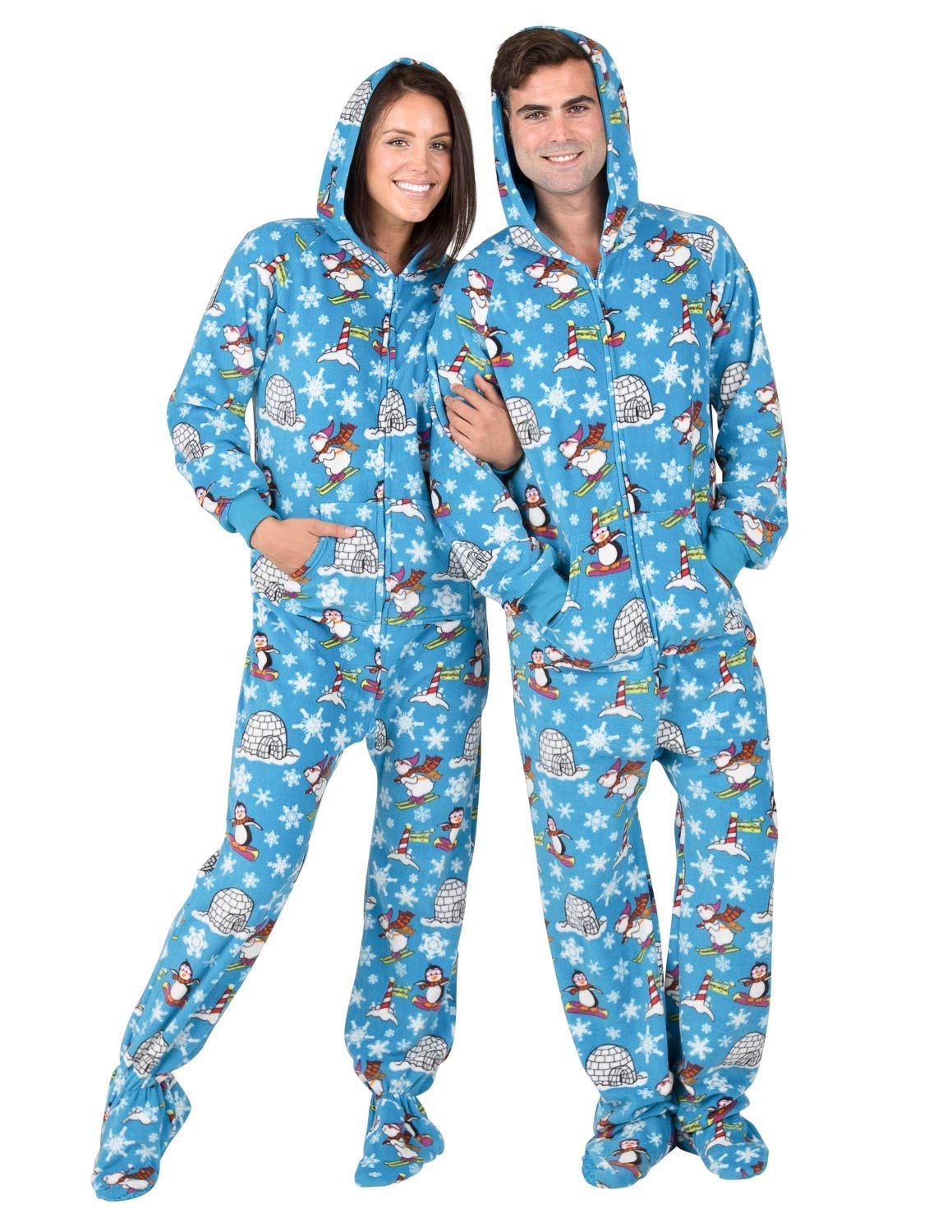 **Warm & Cozy Adult Footed Pajamas - Fleece Hoodie Onesies for Men & Women | Unisex One-Piece Pajama Jumpsuit | Perfect for Winter Nights, Lounging & Holiday Gifts**