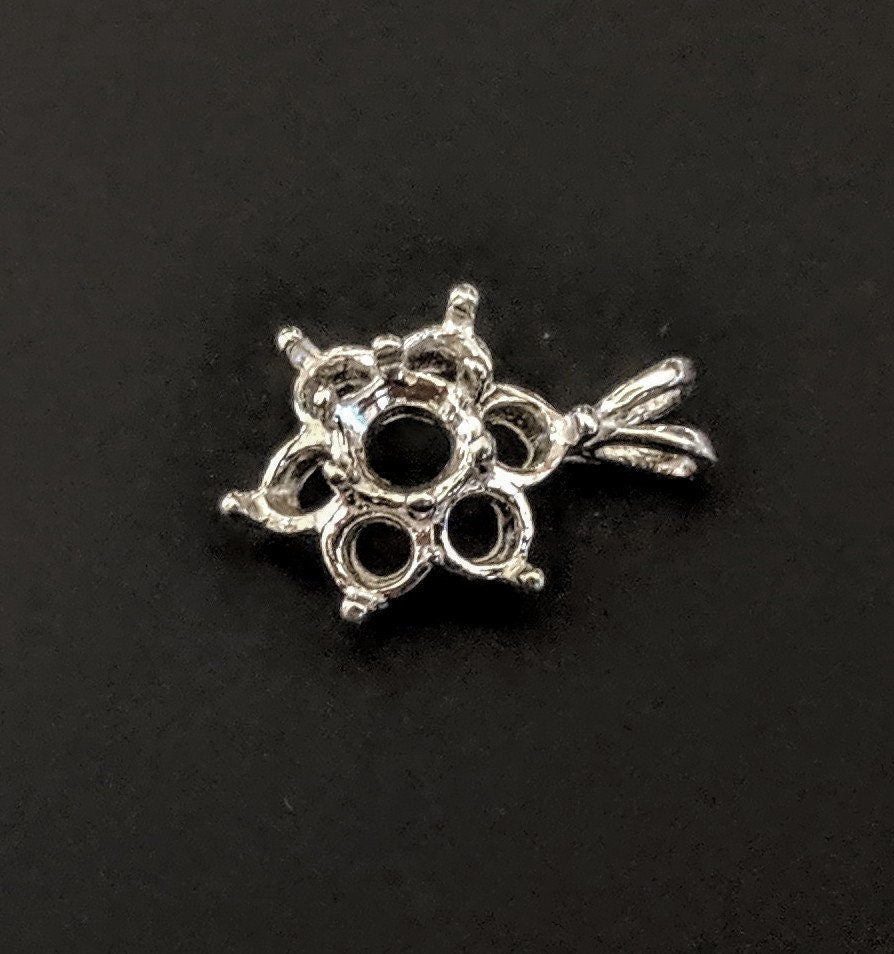 Solid Sterling Silver or 14K Gold Multi-Stone Round Cluster Pre-Notched Pendant Setting - Handcrafted Jewelry Made in USA (161 230/141 230) - Perfect for Necklaces, Bracelets & DIY Jewelry Making