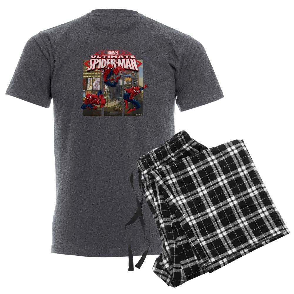 Spider-Man Men's Dark Pajama Set - Superhero Sleepwear for Adults - Comfortable Cotton Pajamas for Movie Nights & Superhero Fans
