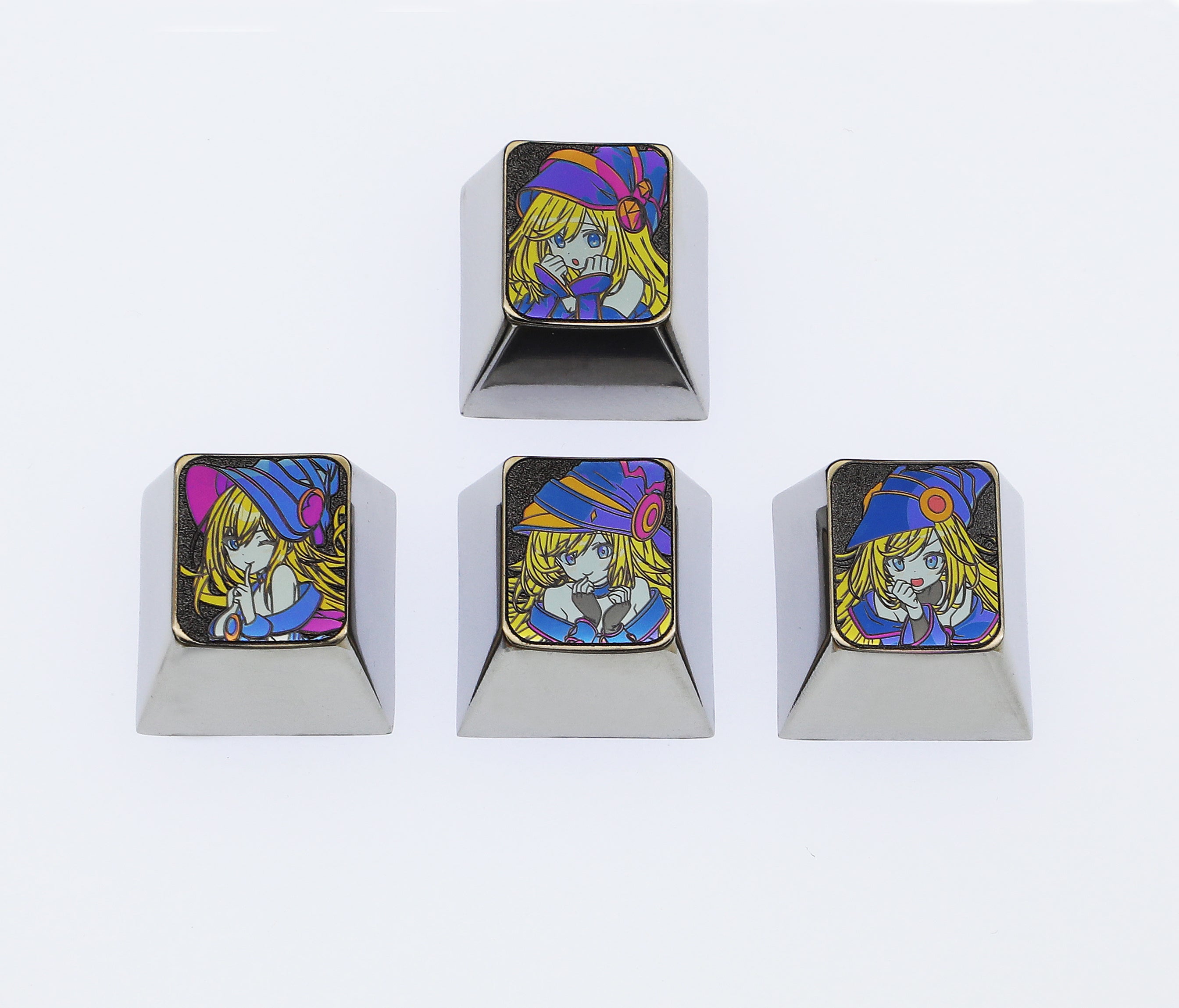 Black Mage Girl 1U Directional Key Set - Titanium Alloy Engraved Metal Keycaps for Mechanical Keyboards | Customized Gaming & Typing Keycaps for PC & Mac