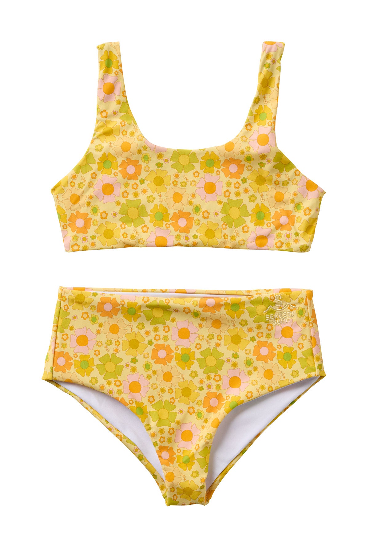 Seaesta Surf x Surfy Birdy Floral Print Sport Two Piece Swimsuit - Perfect for Beach Vacations, Surfing & Summer Pool Parties