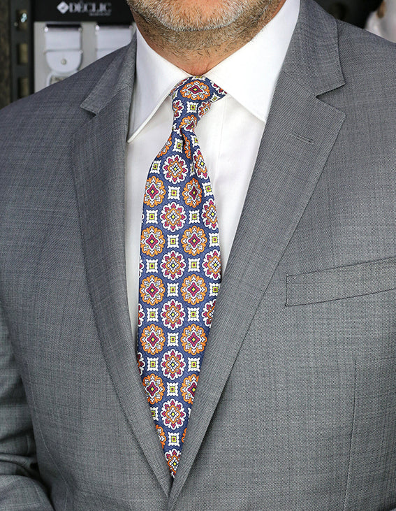 DÉCLIC Taranto Patterned Tie - Stylish Orange Necktie for Men | Perfect for Weddings, Business Meetings & Formal Events