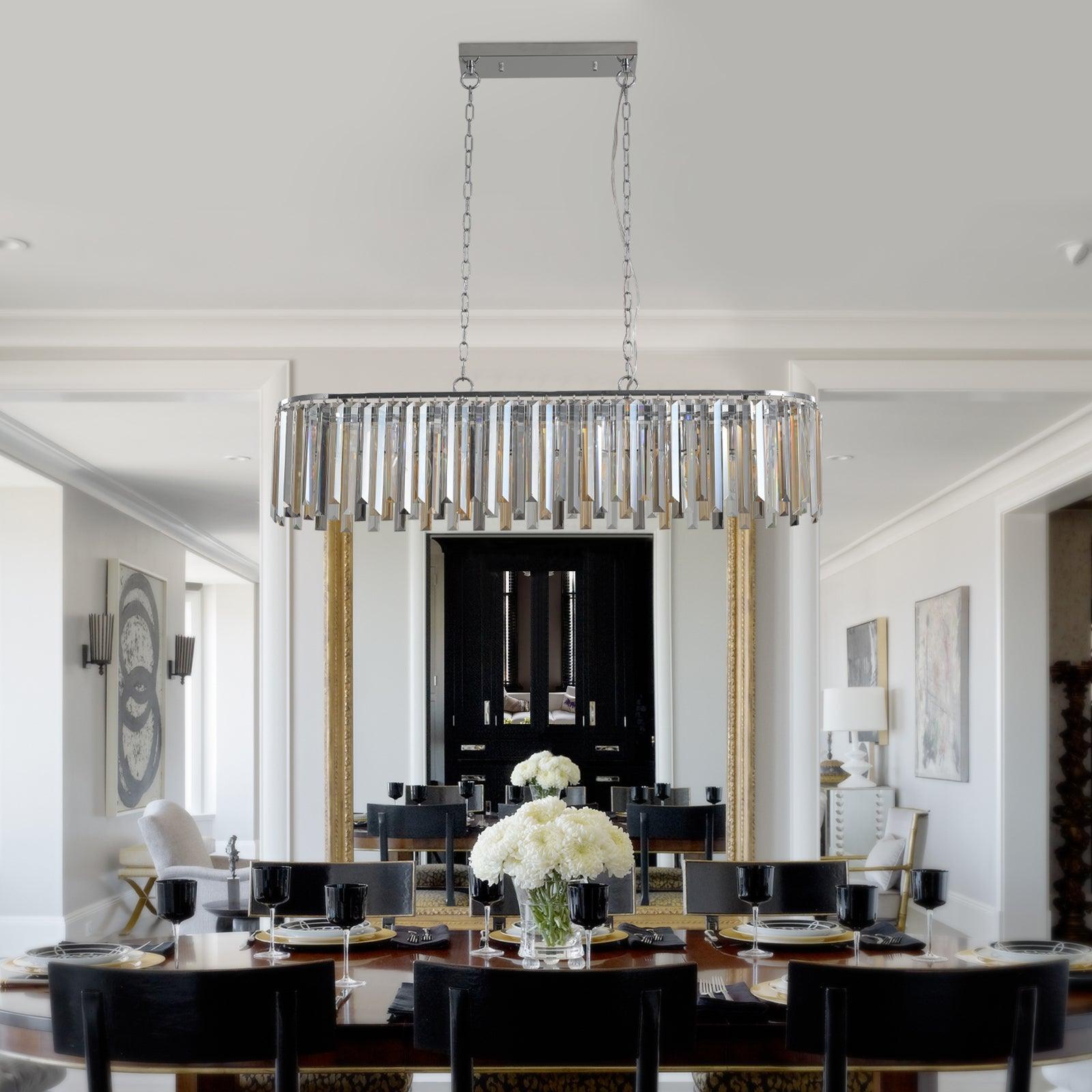 Elegant 39-Inch Crystal Ceiling Chandelier with Metal Frame & K9 Crystals - Perfect for Dining Room, Living Room, or Bedroom Lighting Decor