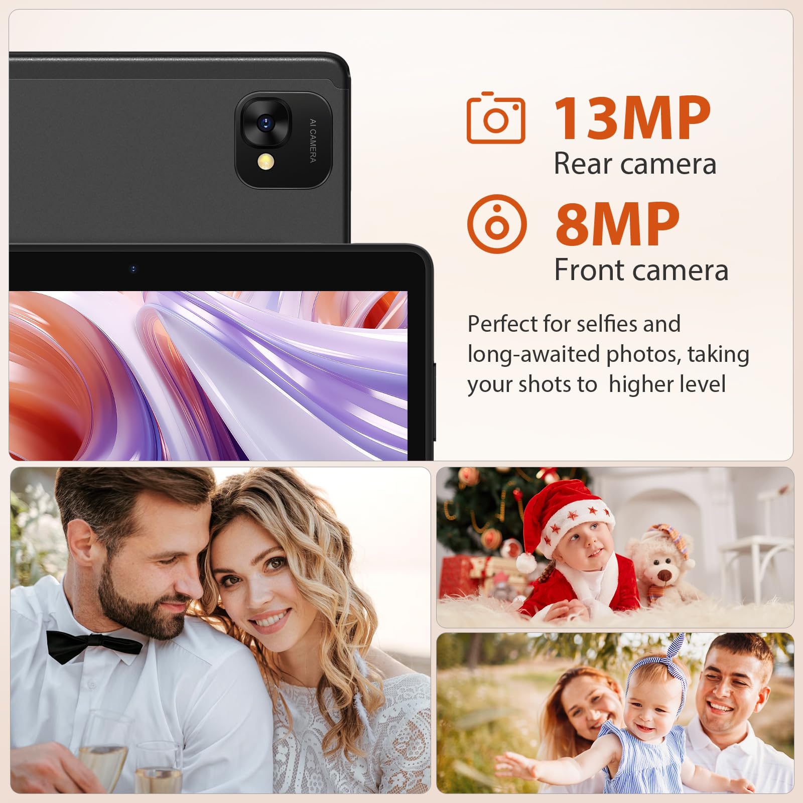 POWMUS Android 14 Tablet 10.1 Inch - 24GB RAM, 128GB Storage (Expandable to 1TB), 1920x1200 IPS LCD, 2.0GHz CPU, 8000mAh Battery, 5G WiFi, 8MP+13MP Cameras, BT5.0, GPS - Includes Keyboard & Mouse - Black | Perfect for Work, Study & Entertainment