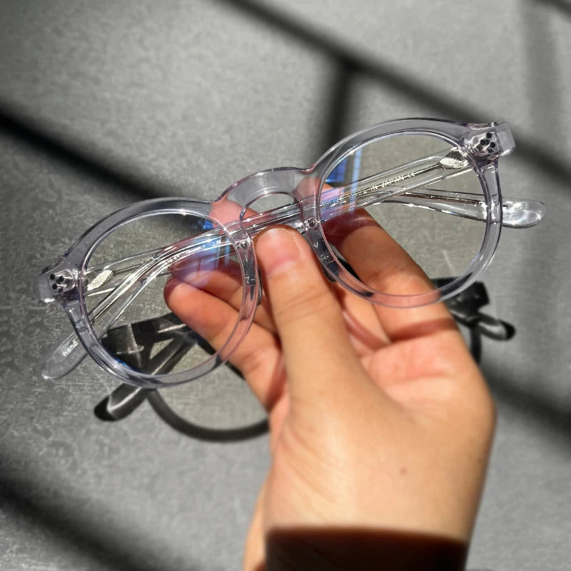 Stylish Unisex Black Acetate Round Full-Rim Eyeglasses Frame 5125 - Perfect for Reading, Work, and Everyday Fashion