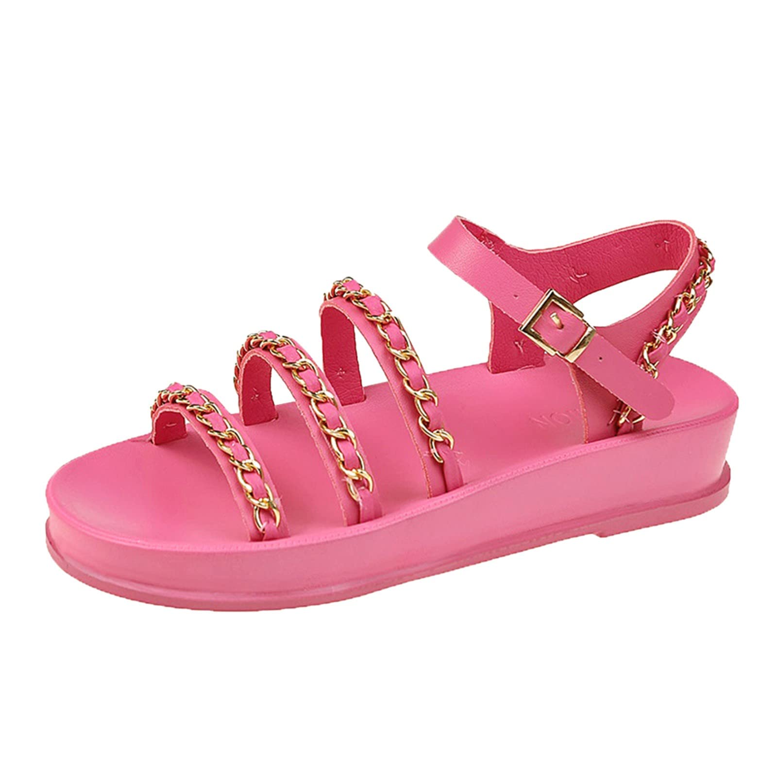 MLAGJSS Women's Dressy Sandals - Fashionable Chain Sandals for Spring & Summer | Casual Flat Open Toe Beach Shoes for Women | Perfect for Vacation, Date Night & Outdoor Parties