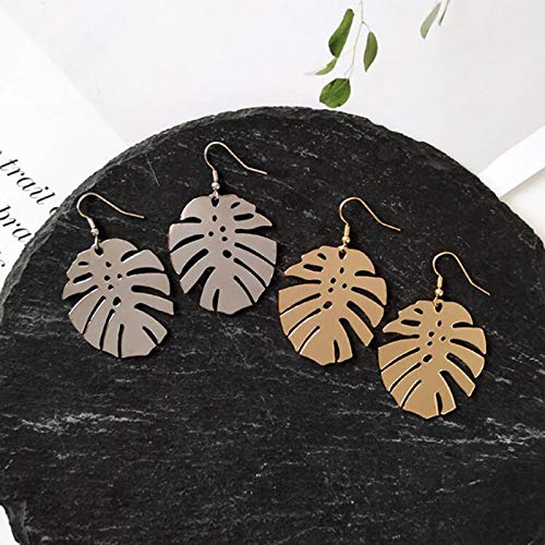 Gold & Silver Monstera Leaf Dangle Earrings - Nature-Inspired Palm Leaf Drop Earrings for Women | Perfect for Boho, Beach, and Summer Outfits