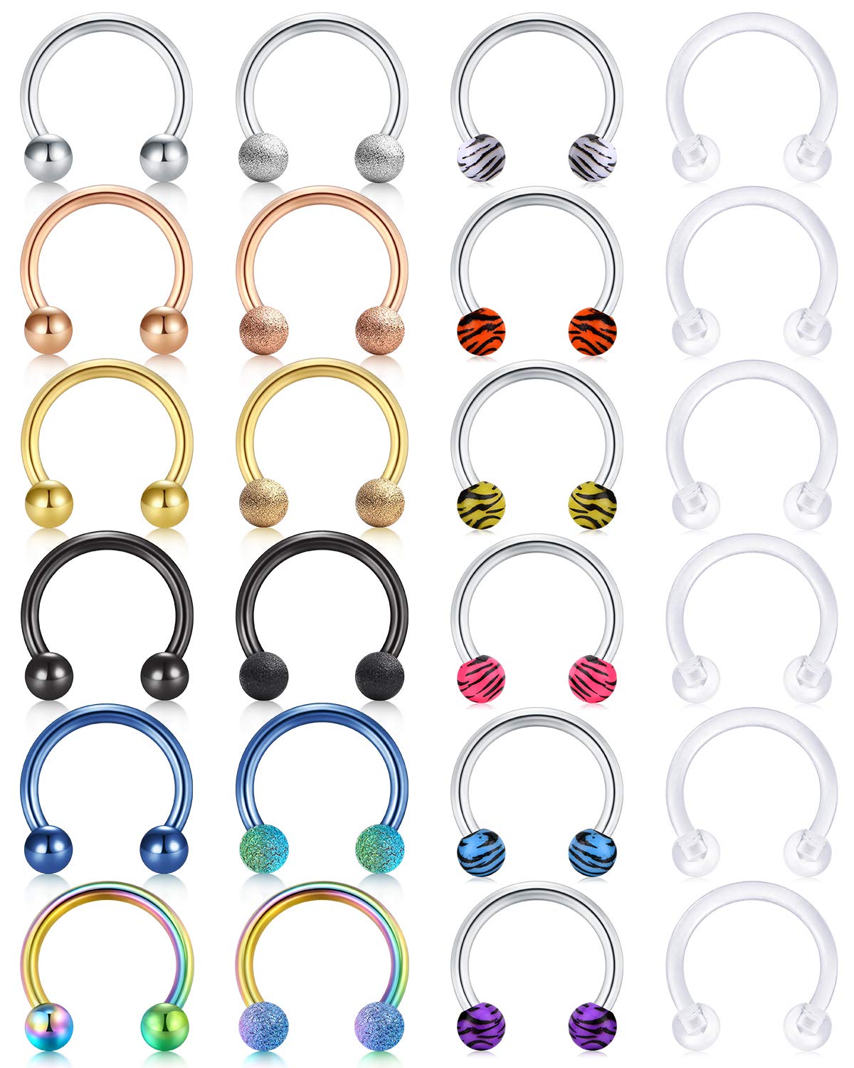 16G Nose Septum Rings - Stainless Steel Horseshoe Piercing Jewelry for Men & Women - Perfect for Cartilage, Helix, Tragus