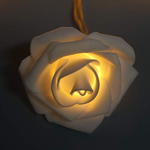 Romantic LED Rose String Lights - 3M (20 Warm White Roses) USB Powered for Valentine's Day, Wedding, Home Decor, Bedroom, Garden & Party Lighting