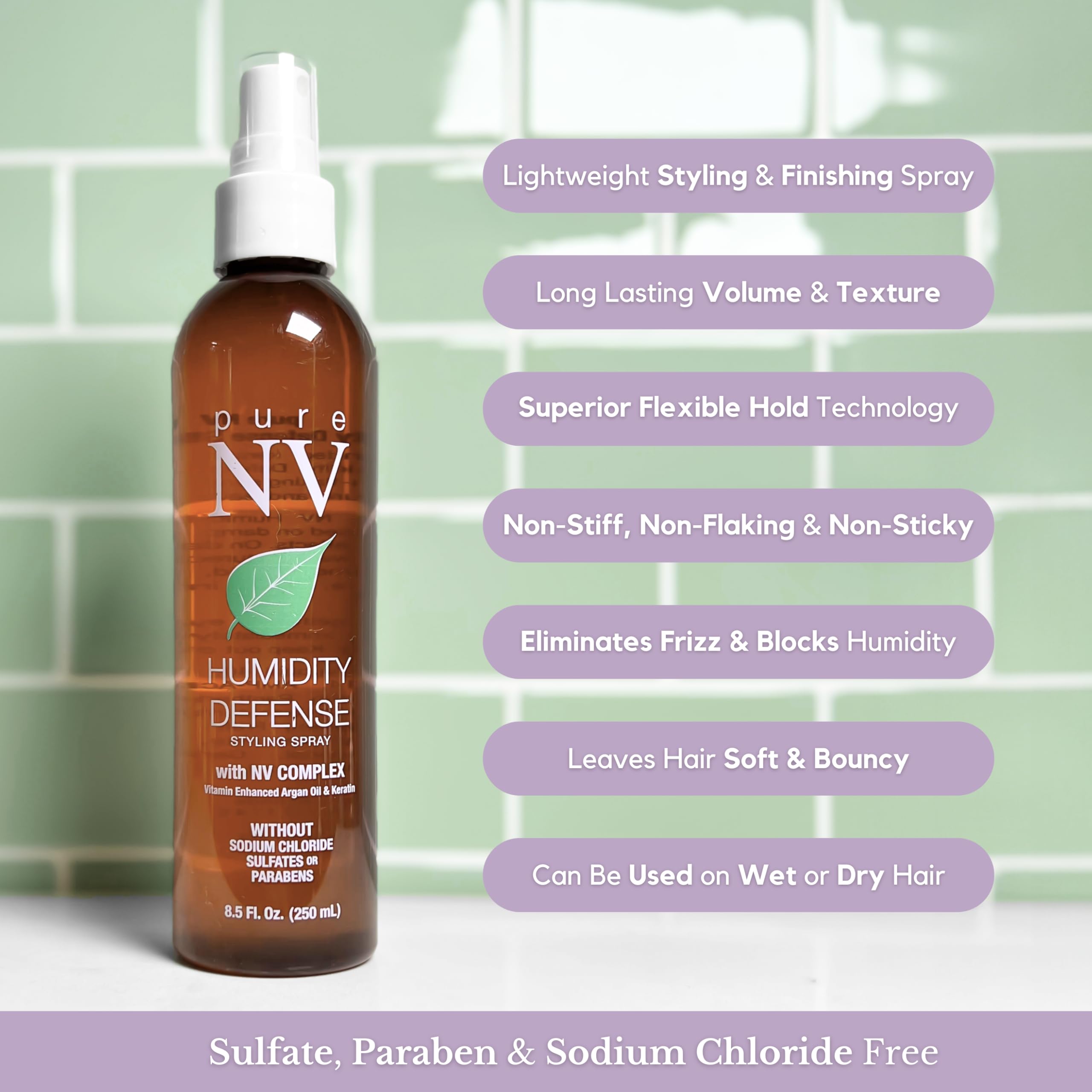 Humidity Defense Hairspray with Keratin, Collagen & Argan Oil - Anti-Frizz, Moisture Repellent & Hair Repair Treatment (8.5oz) for Salon-Quality Styling & Humidity Protection