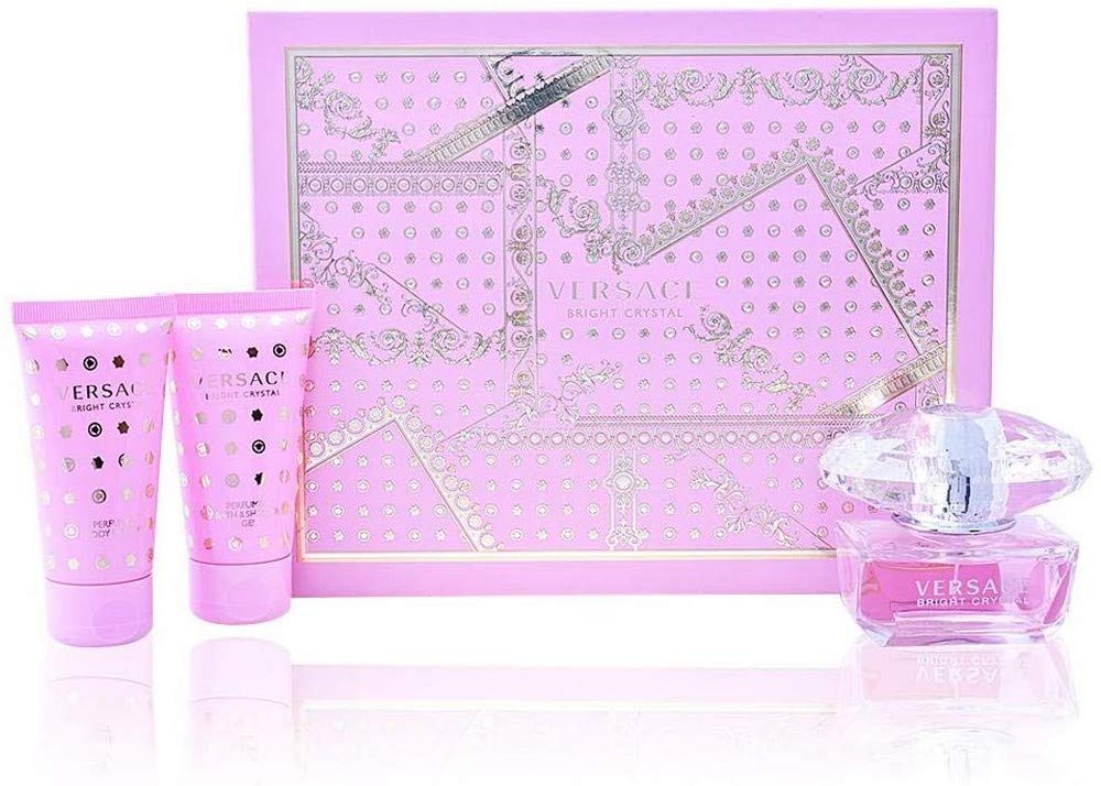 Versace Bright Crystal 3-Piece Perfume Gift Set for Women - Eau de Toilette Spray, Body Lotion & Shower Gel - Luxury Fragrance Gift for Her - Perfect for Birthdays, Anniversaries & Special Occasions