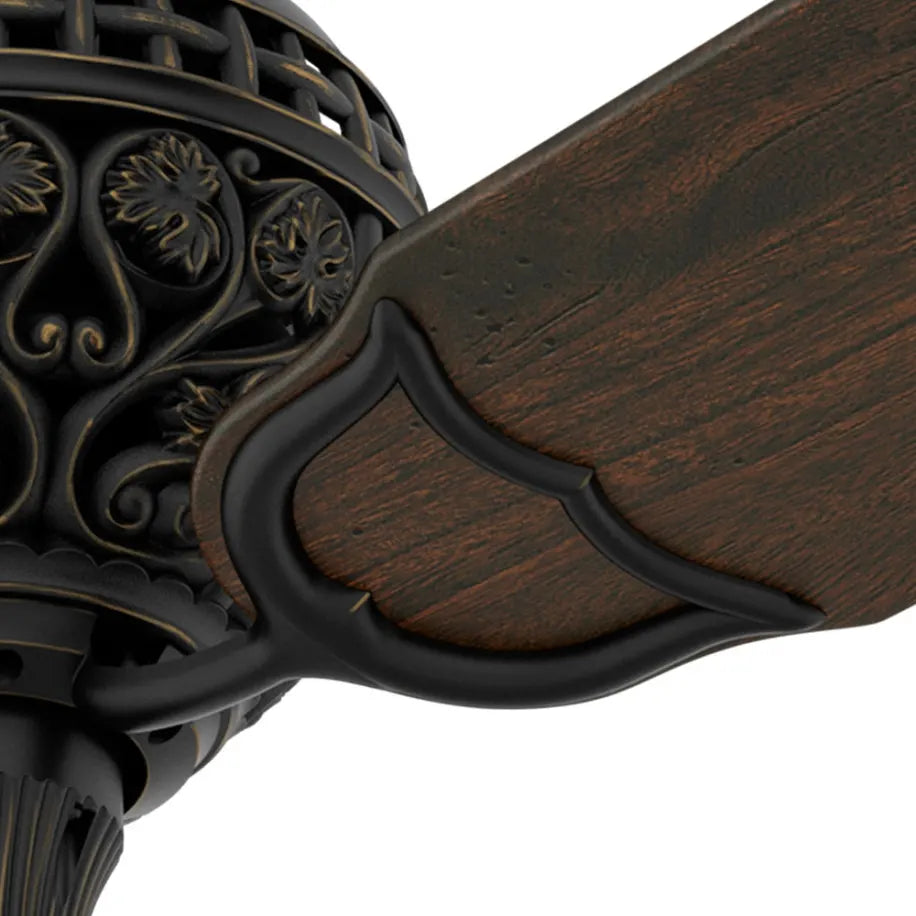 Hunter 60 Inch 1886 Limited Edition Ceiling Fan - Midas Black/Distressed Dark Cherry Basswood Blades - Vintage Industrial Style for Living Room, Bedroom & Patio