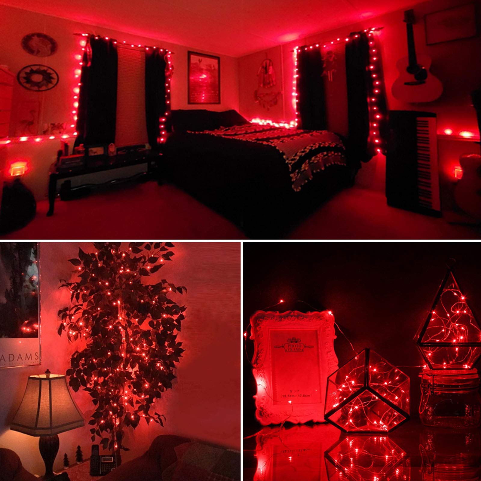 RUICHEN 33 Ft 100 LED Silver Wire Fairy Lights with Spool - Plug in Indoor/Outdoor String Lights for Bedroom, Wedding, Party, Garden & Christmas Decorations