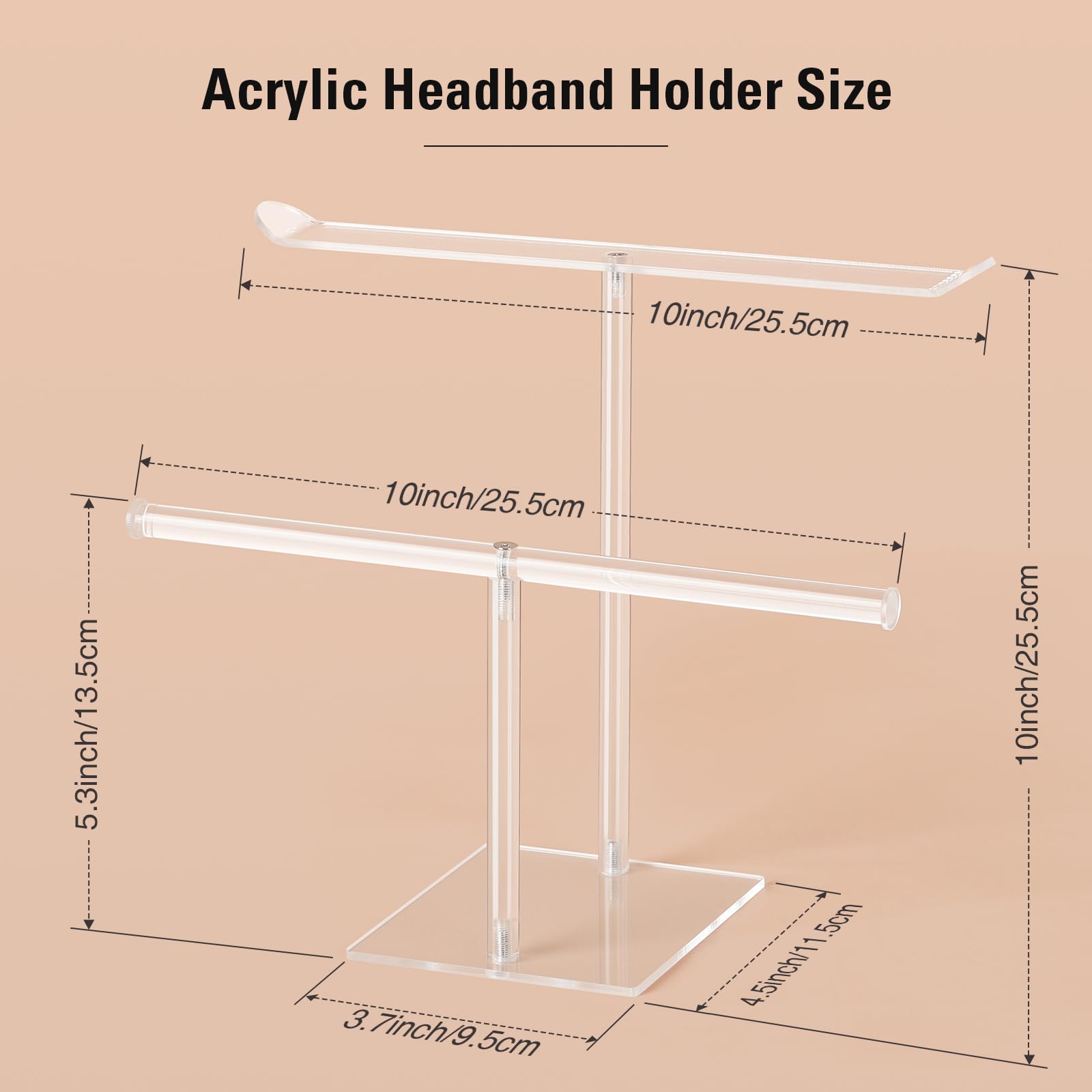 Clear Acrylic Headband & Scrunchie Holder Organizer - Hair Ties Storage Display Stand for Women & Girls | Perfect for Bedroom Vanity, Bathroom Counter & Travel Makeup Bag Organization