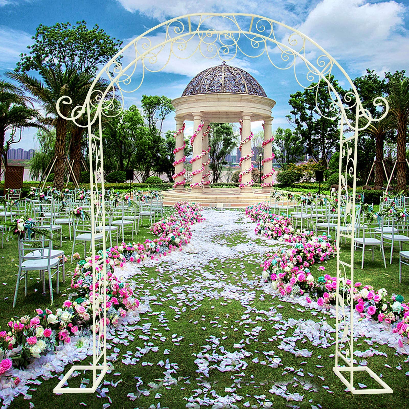 Elegant Metal Wedding Arch Arbor - Outdoor Garden Backdrop Stand with Rose Lattice for Lawn, Backyard & Patio Ceremonies | Perfect for Weddings, Parties & Photo Shoots | US Stock