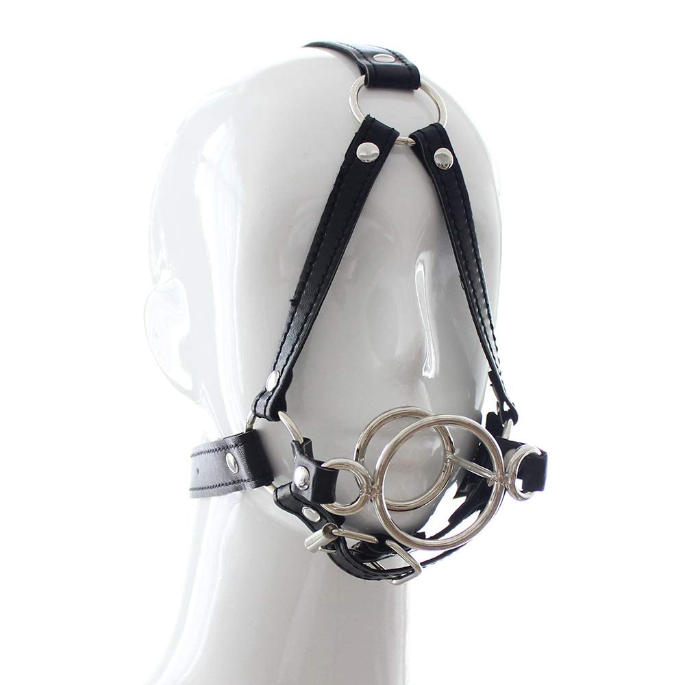 BDSM O-Ring Gag Adjustable Dildo Ring Mouth Gag - SM Fetish Head Harness Belt for Men & Women - Bondage Restraints Sex Toy for Couples Roleplay - Perfect for BDSM Play, Erotic Scenes and Spicy Bedroom Adventures