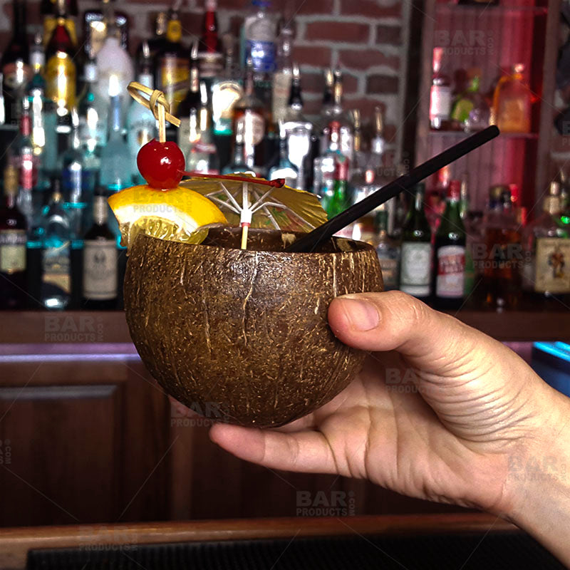 BarConic® Real Coconut Cup - Eco-Friendly Lacquered Coconut Shell Drinking Cup for Cocktails, Smoothies & Beach Parties | Perfect for Tropical Drinks, Home Bar Decor & Outdoor Entertaining