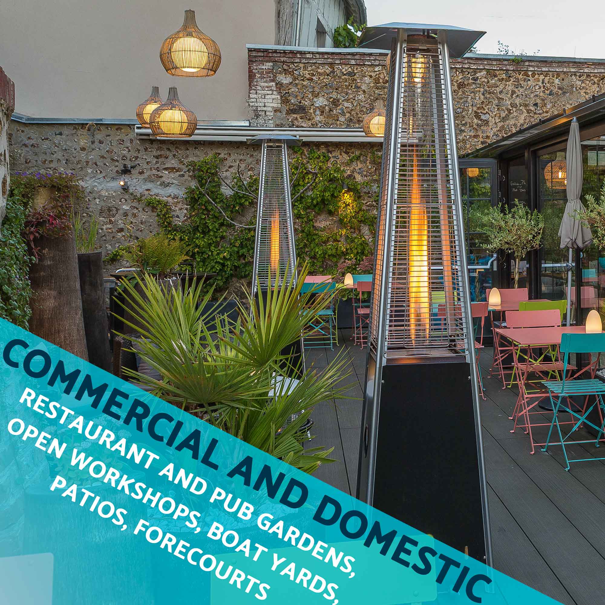13kW Pyramid Gas Patio Heater for Outdoor Commercial & Home Use - Includes Protective Cover (Black, Model DG224) - Perfect for Restaurants, Backyards & Patio Parties