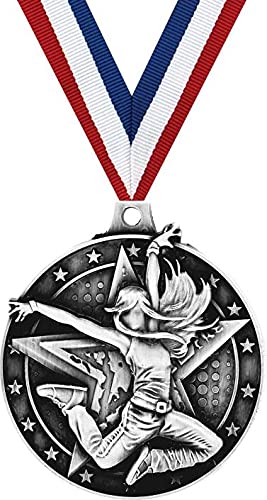 Hip Hop Dance Medal Award - 2 Inch Silver Plated Medal with Ribbon - Perfect for Dance Competitions, Breakdance Battles & Hip Hop Performances