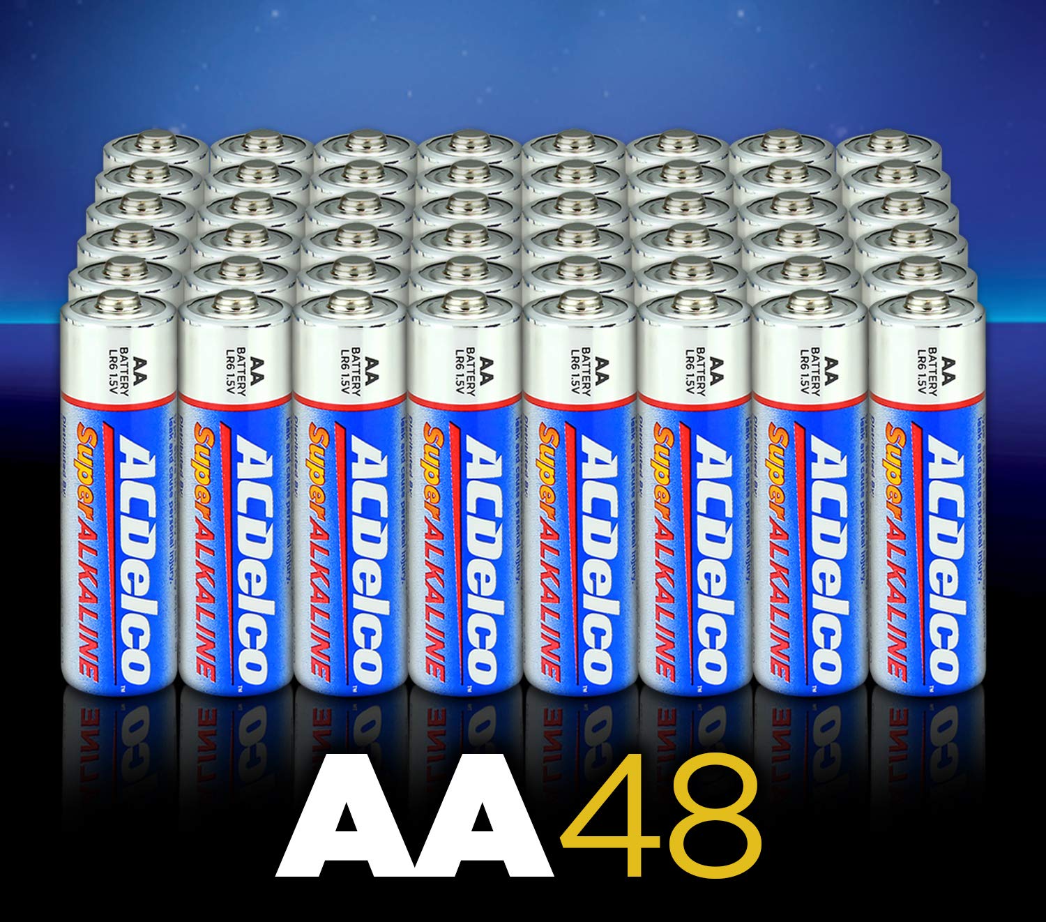 ACDelco 48-Count AAA and AA Super Alkaline Batteries - Maximum Power & 10-Year Shelf Life | Ideal for Toys, Flashlights, Remote Controls & Emergency Kits
