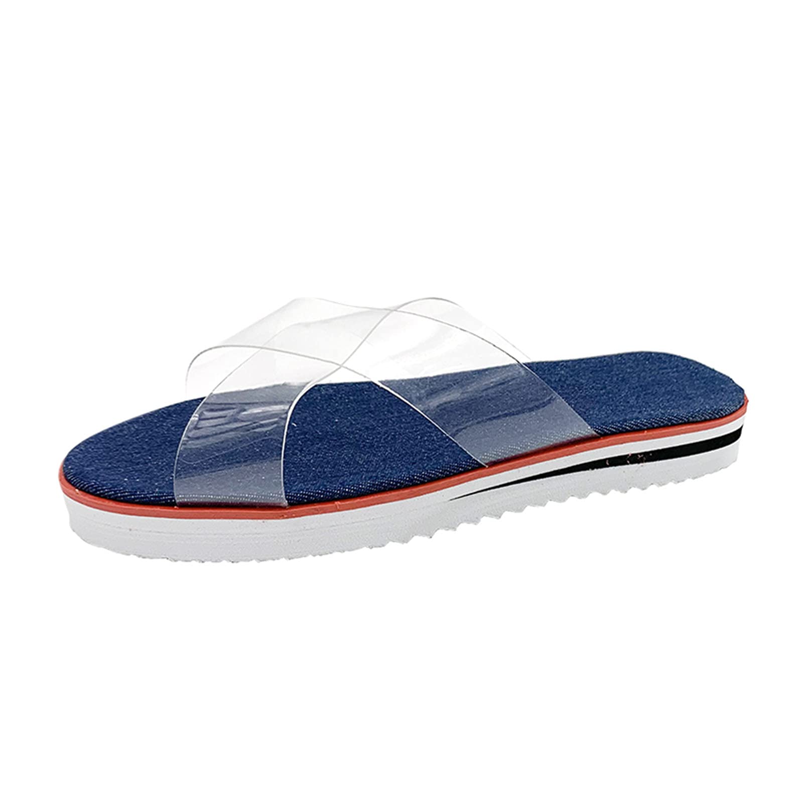 Women's Lightweight Transparent Flat Beach Slippers - Soft Plush Fleece Lining for Comfort - Perfect for Poolside, Vacation & Summer Relaxation