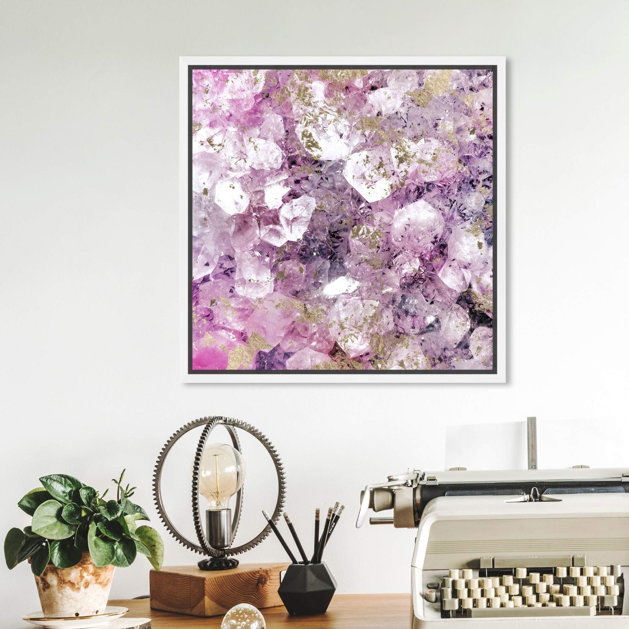 Oliver Gal Abstract Framed Wall Art - 12x12 Inch Purple & Gold Crystal Canvas Print for Romantic Home Decor | Perfect for Living Room, Bedroom & Office