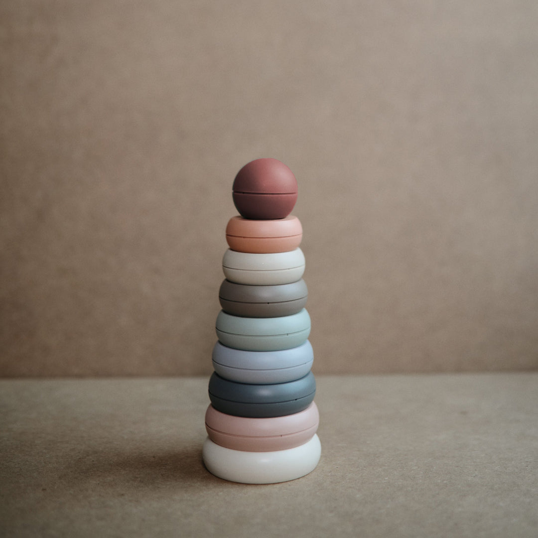 Mushie Stacking Rings Toy for Babies & Toddlers - Montessori Educational Wooden Rainbow Stacker for Early Learning, Fine Motor Skills Development - Perfect for Playtime, Daycare & Sensory Play Activities