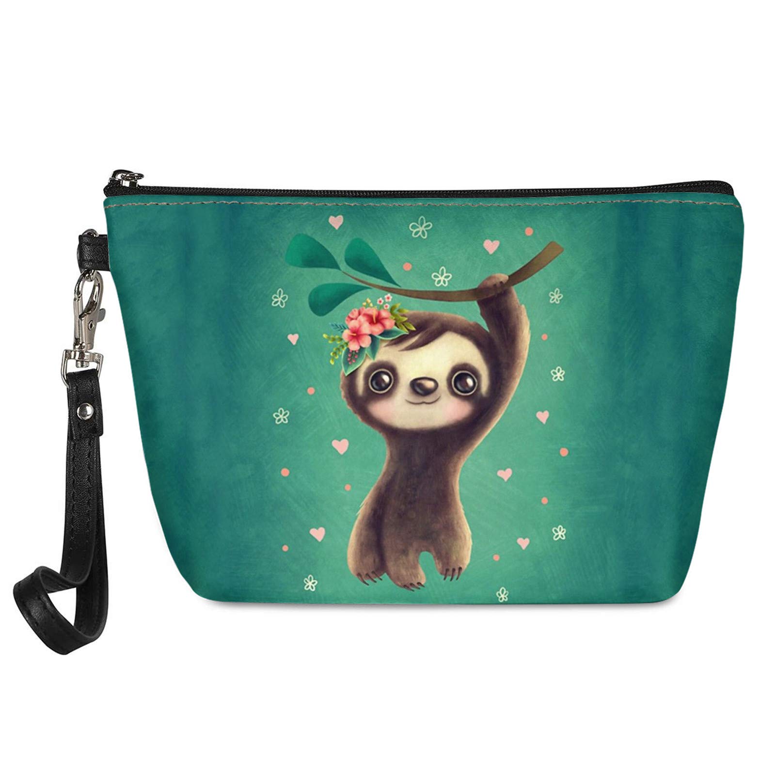 Cute Baby Sloth Makeup Bag Organizer - Turquoise Cosmetic Travel Pouch for Women & Girls | Perfect for Toiletries, Period Essentials & On-the-Go Storage