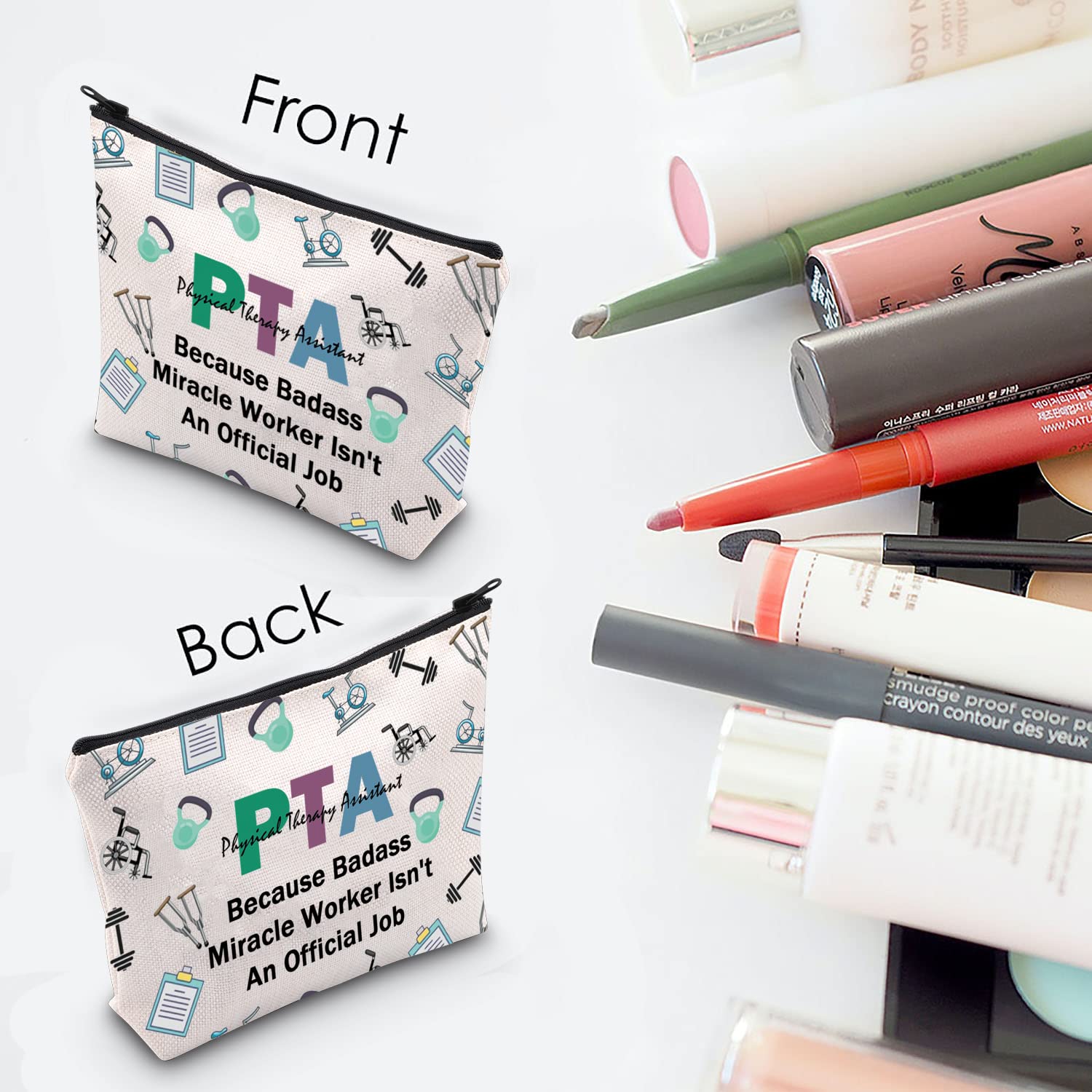 Premium PTA Cosmetic Makeup Bag - Perfect Physical Therapy Assistant Gift, Therapist Appreciation Present & Graduation Gift - Durable & Stylish PTA Bag for Work, Travel & Daily Use