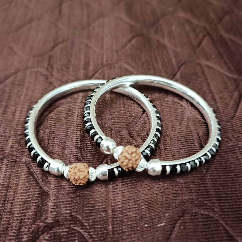 925 Sterling Silver Unisex Baby Bangle Bracelet Set - Hypoallergenic & Tarnish Resistant - Perfect for Christening, Baby Shower Gifts & Newborn Photo Props (Design 158)