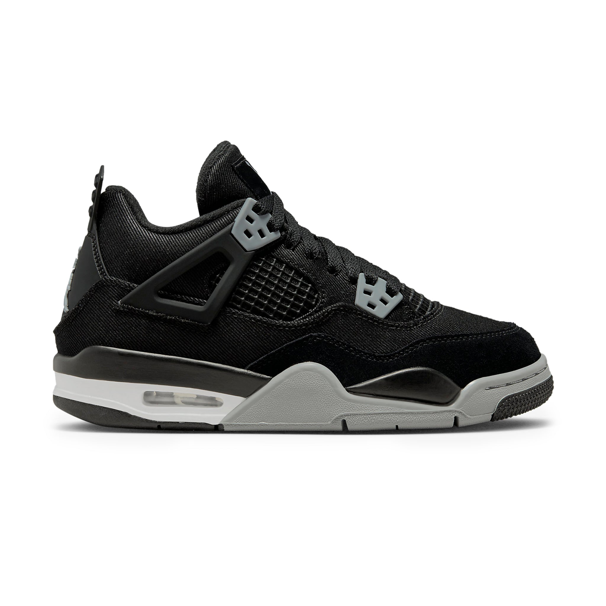 Air Jordan 4 Retro Black Canvas Sneakers for Girls - Comfortable Basketball Shoes for Kids - Perfect for School, Sports & Casual Wear