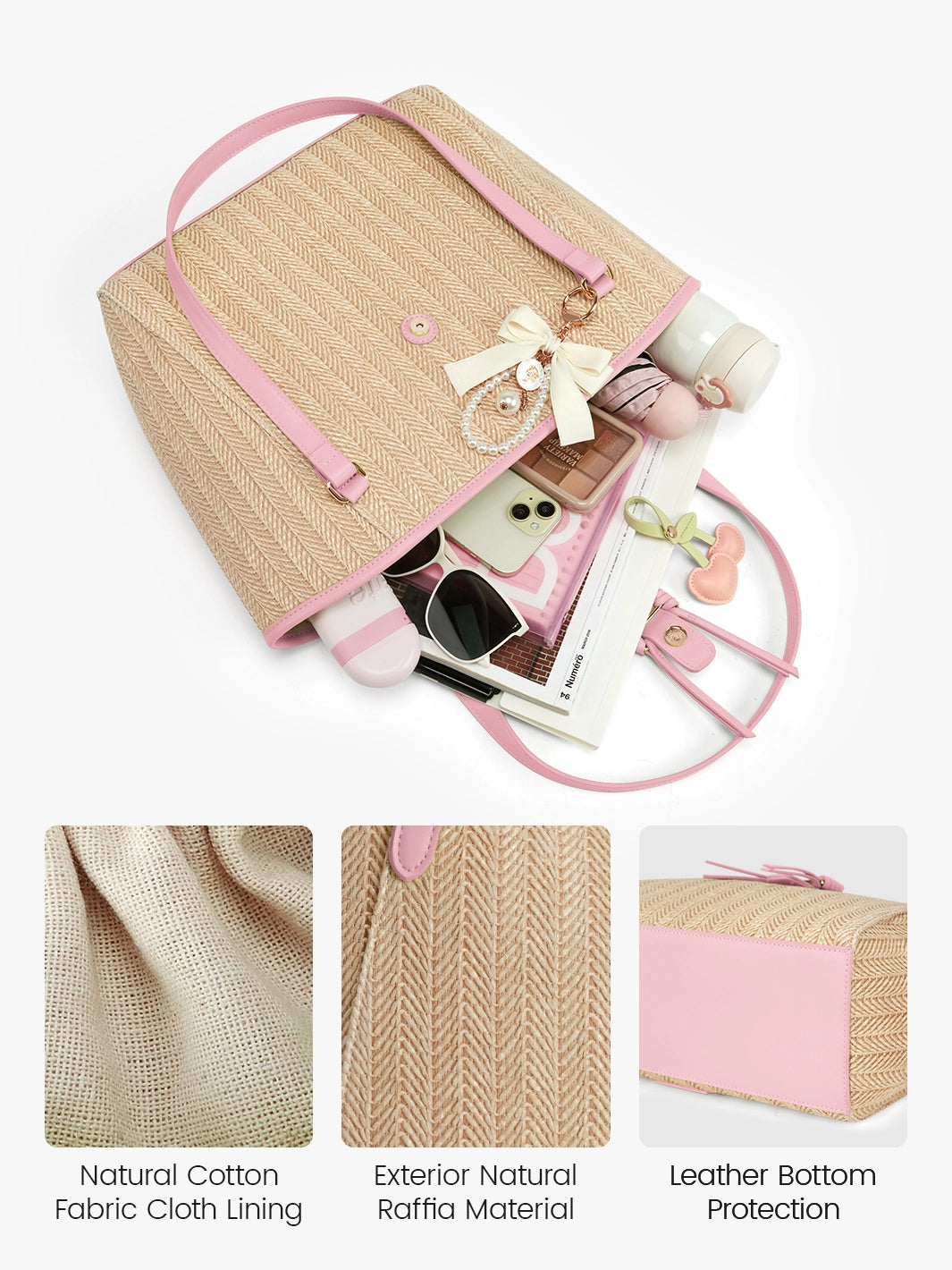 Stylish Marina Raffia Straw Tote Bag for Women - Eco-Friendly Beach Bag, Summer Shopping & Travel Accessory - Perfect for Pool Parties, Vacations & Daily Use