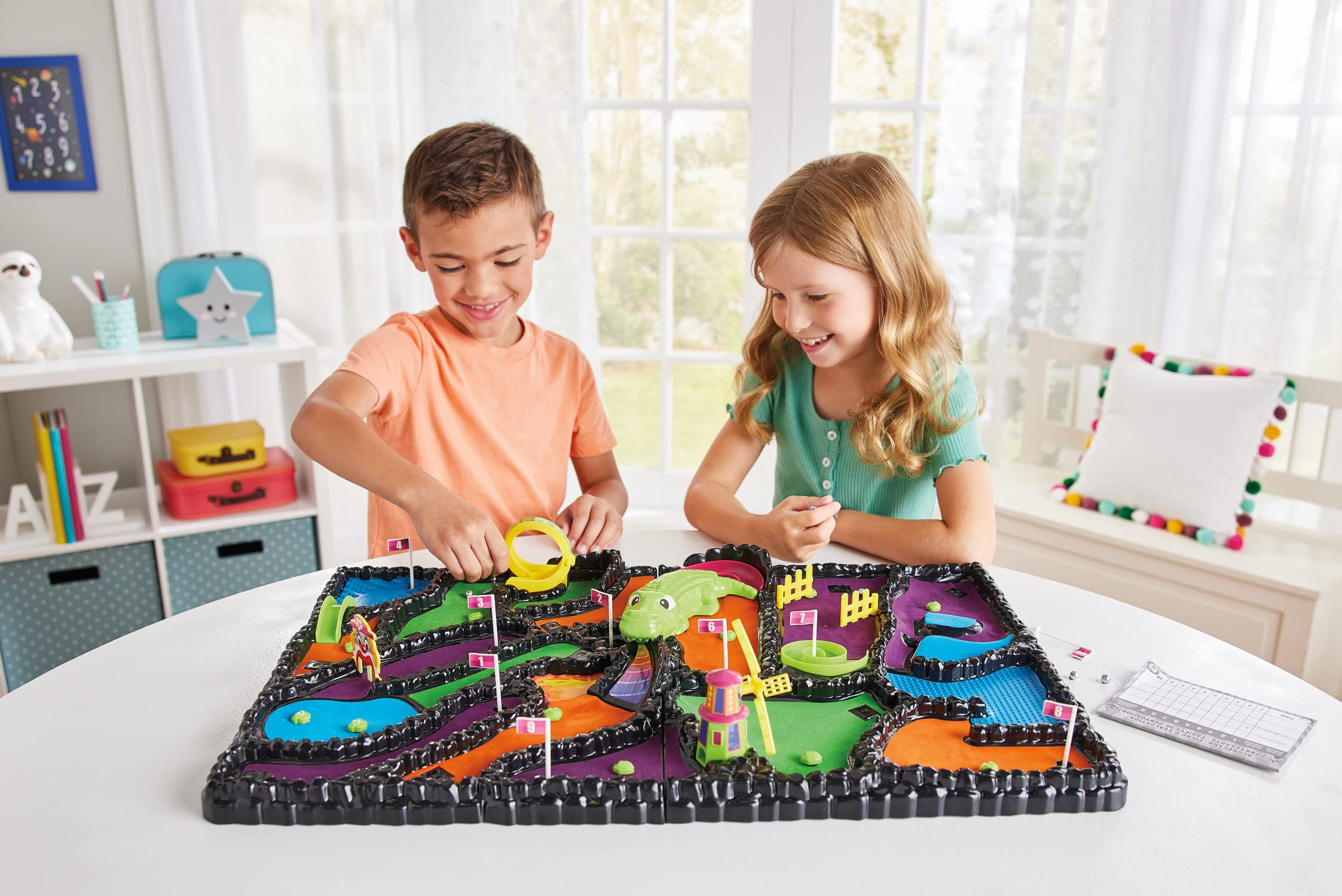 Game Zone Arcade Mini Golf Set - 9 Hole Interactive Tabletop Golf Game with Moving Obstacles for Kids & Adults (1-4 Players Ages 6+) - Perfect for Family Game Nights, Birthday Parties & Indoor Entertainment