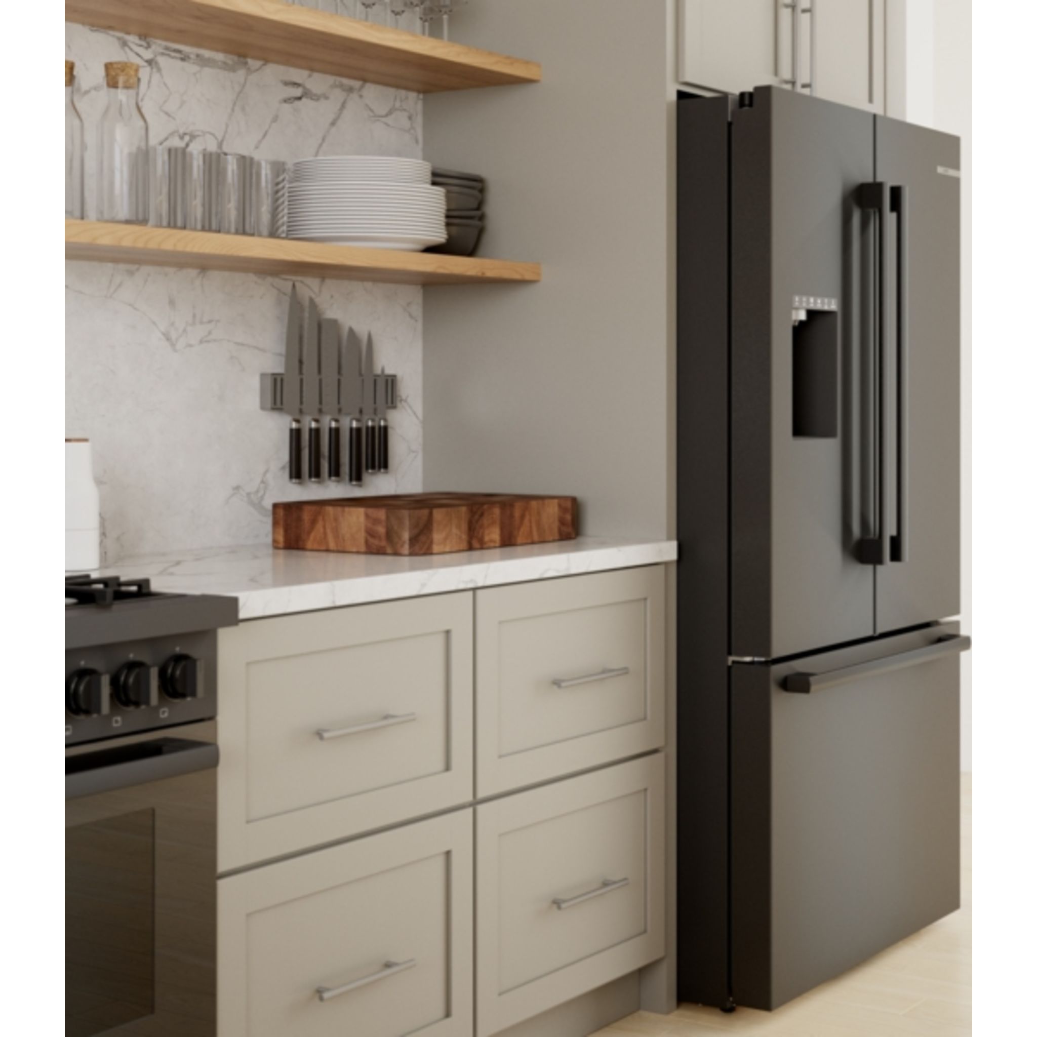 Bosch B36FD50SNB 36 Inch French Door Refrigerator - Black Stainless Steel | Energy Efficient, Spacious Design for Modern Kitchens & Open Floor Plans