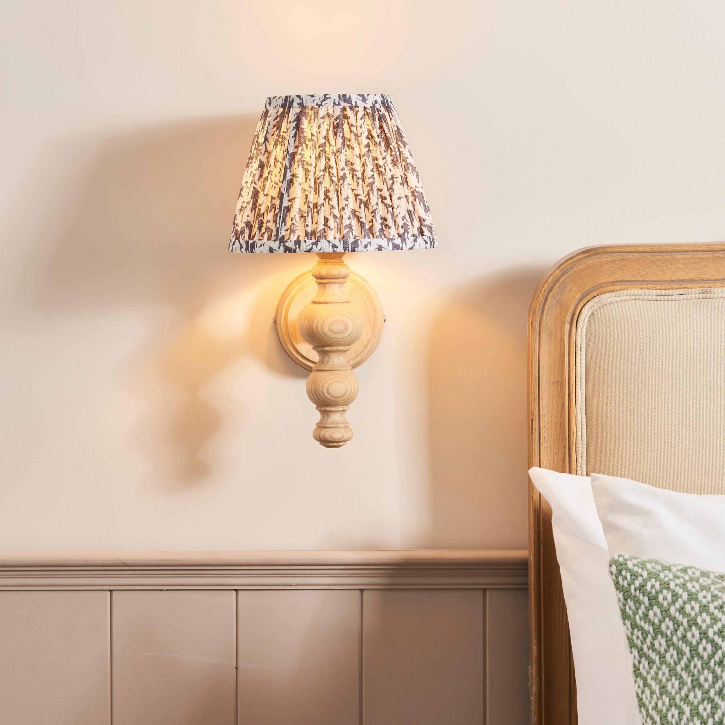 Bibury Wooden Wall Light with 20cm Shade - Rustic Home Decor for Living Room, Bedroom & Hallway Lighting