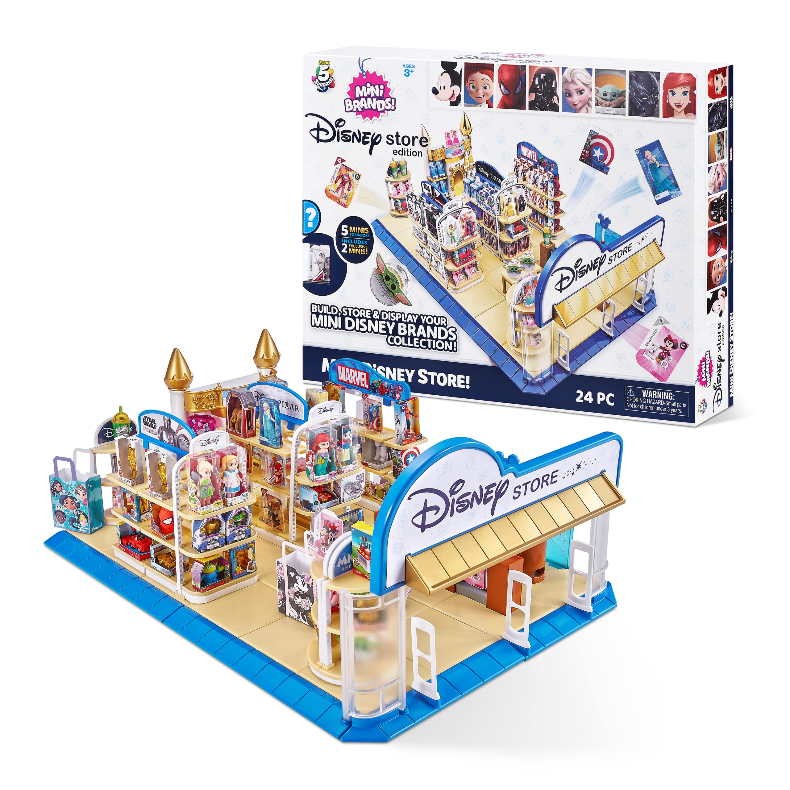 Mini Brands Disney Toy Store Playset Series 1 by ZURU - 5 Mystery Mini Collectibles with Display Case | Disney Character Toys for Kids Collection & Play | Perfect for Birthday Gifts & Disney Fans