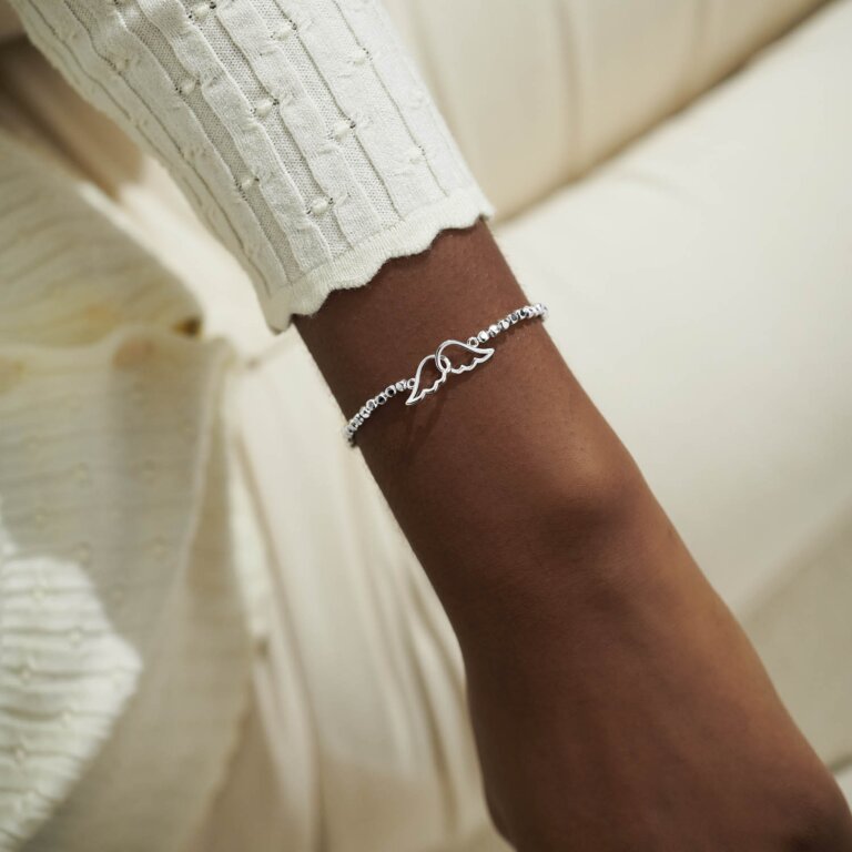 Joma Jewellery Bracelet - Forever Yours Guardian Angel Charm Bracelet for Women | Sterling Silver Adjustable Bangle | Inspirational Gift for Birthday, Anniversary & Everyday Wear