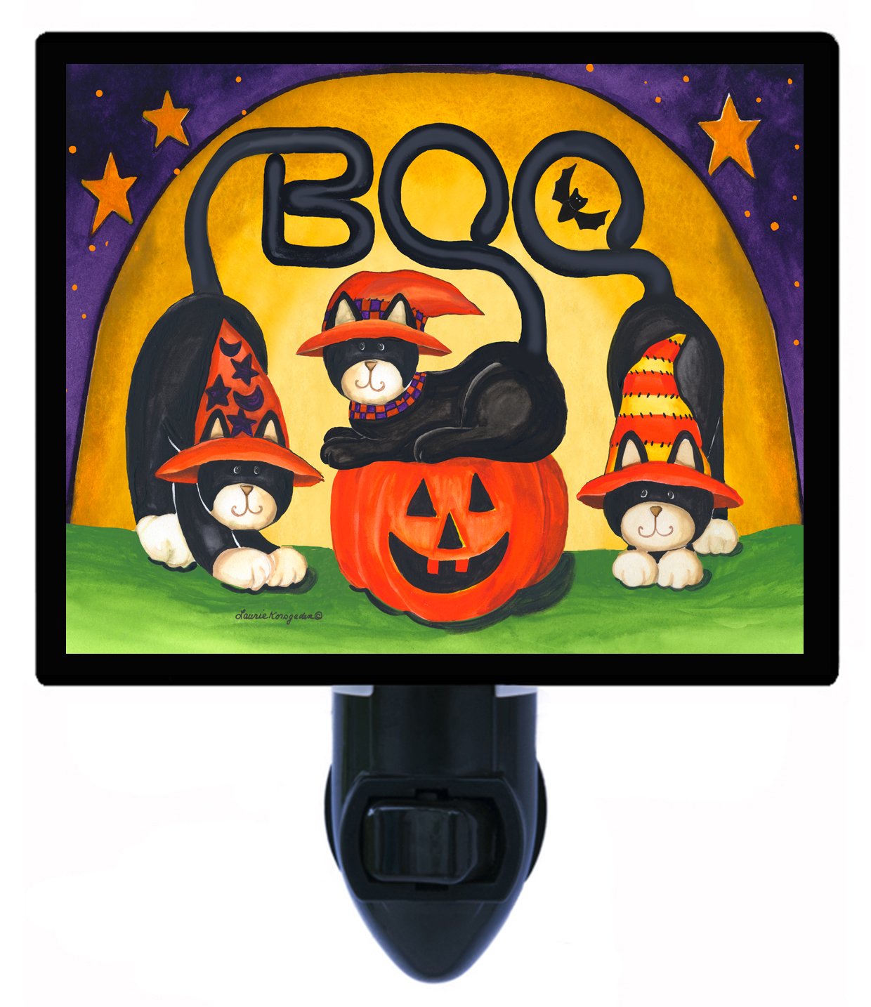 Halloween LED Night Light with Boo, Cats, and Pumpkin Design - Perfect for Bedroom, Nursery, and Spooky Home Decor