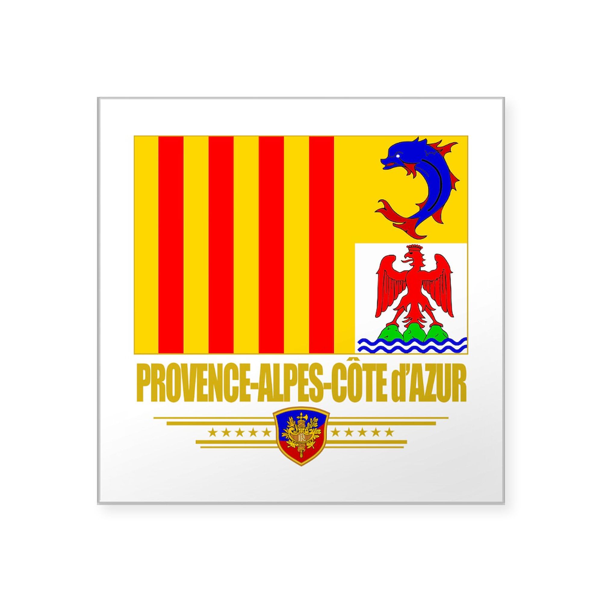 Provence Alpes Cote d'Azur Flag Square Sticker - 3 Pack Bumper Decals for Cars, Laptops & Water Bottles | French Region Pride Stickers for Travel Enthusiasts