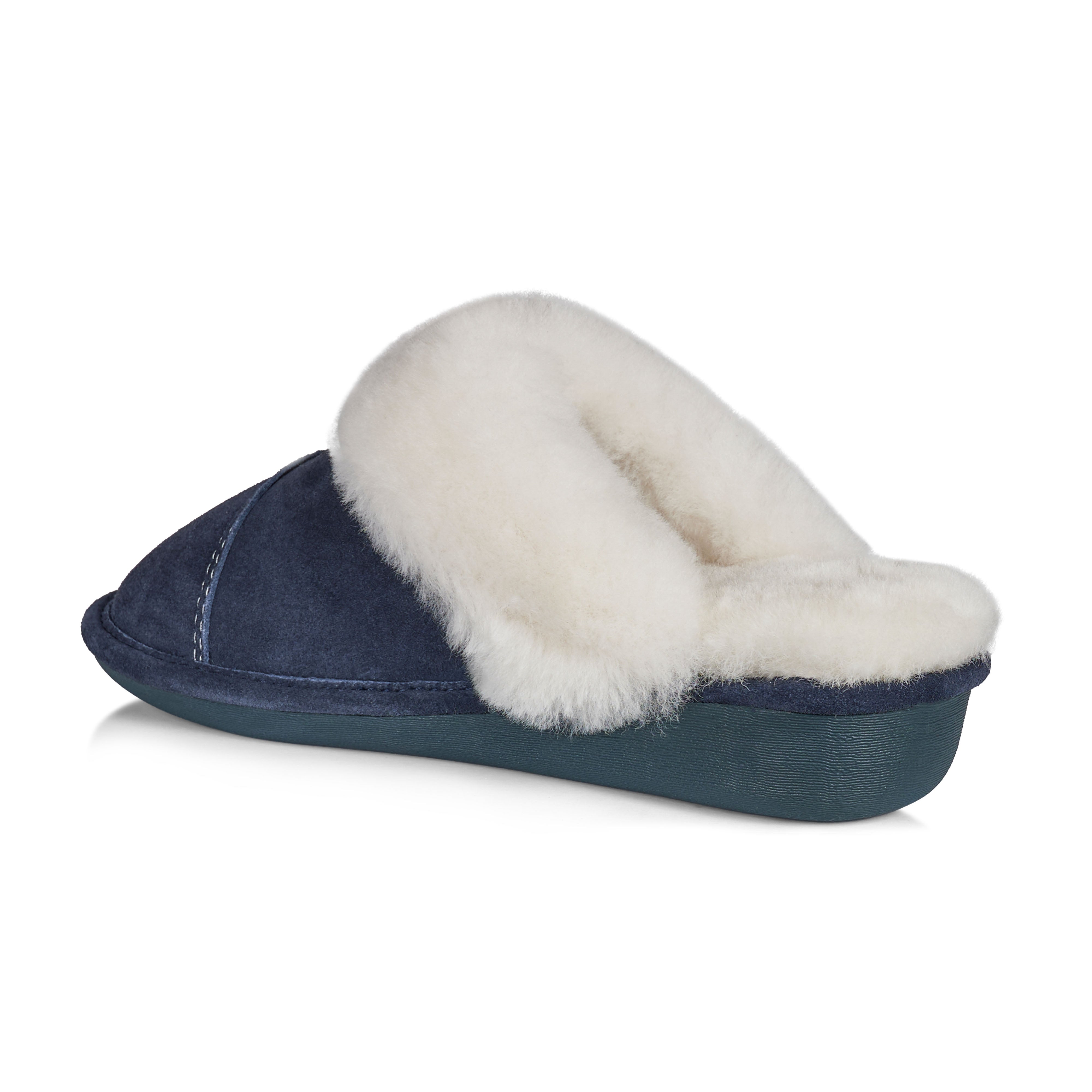 Joy Women's Non-Slip Fuzzy House Slippers - Soft Memory Foam Indoor/Outdoor Comfort Shoes (Navy Blue) - Perfect for Home, Office & Travel Use