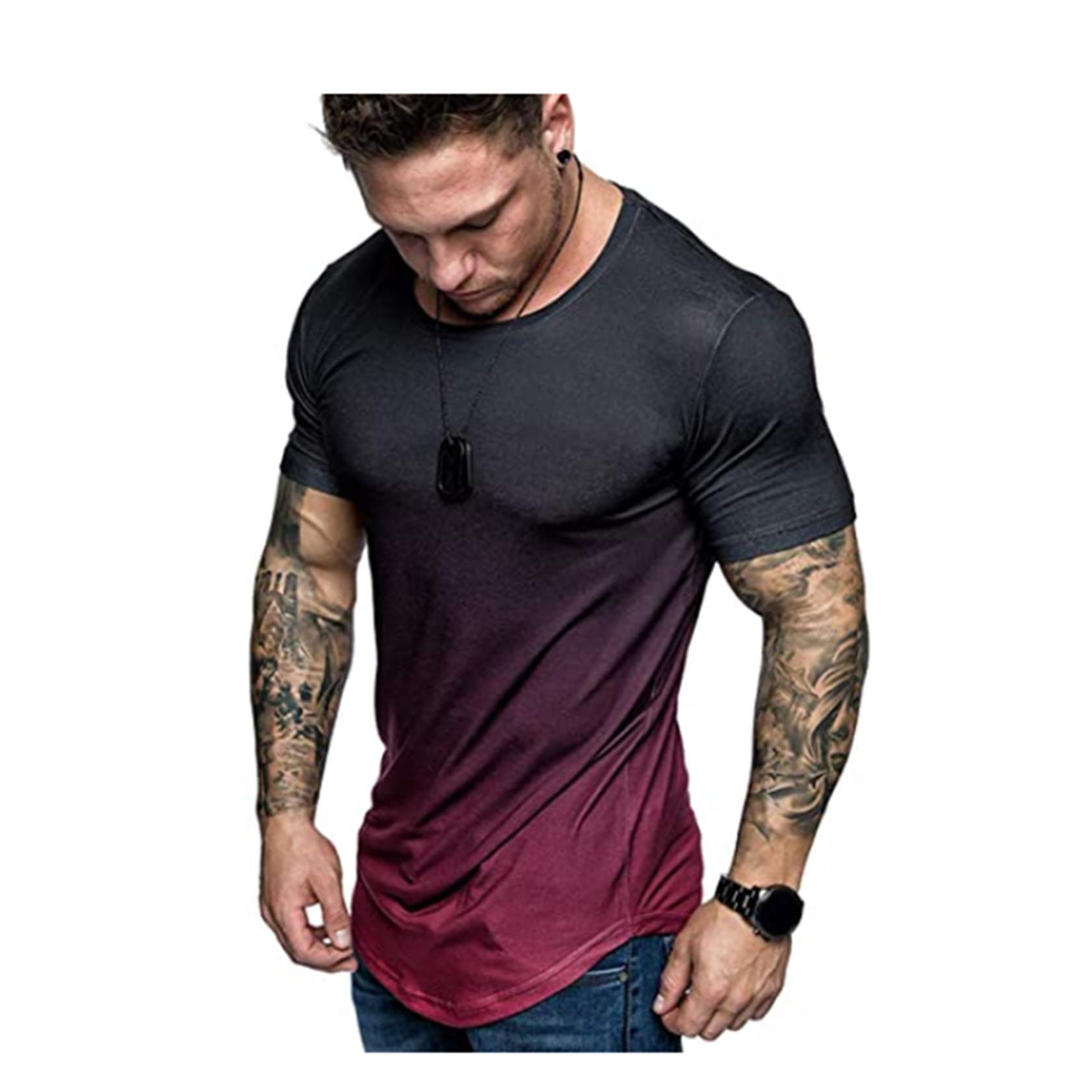 Men's Slim Fit Graphic T-Shirt - Cotton Muscle Gym Workout Shirt with Classic Print & Crew Neck | Athletic Tee for Casual Wear, Training & Street Style