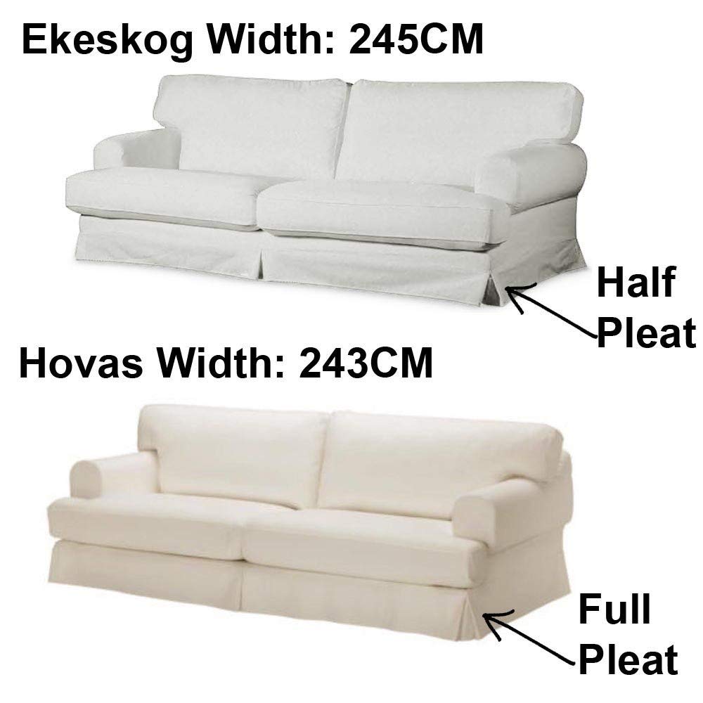 Durable Dense Cotton Sofa Cover for IKEA Hovas 3-Seater - Slip-Resistant Stretchable Furniture Protector (Gray) - Perfect for Living Room, Family Room & Home Decor Protection