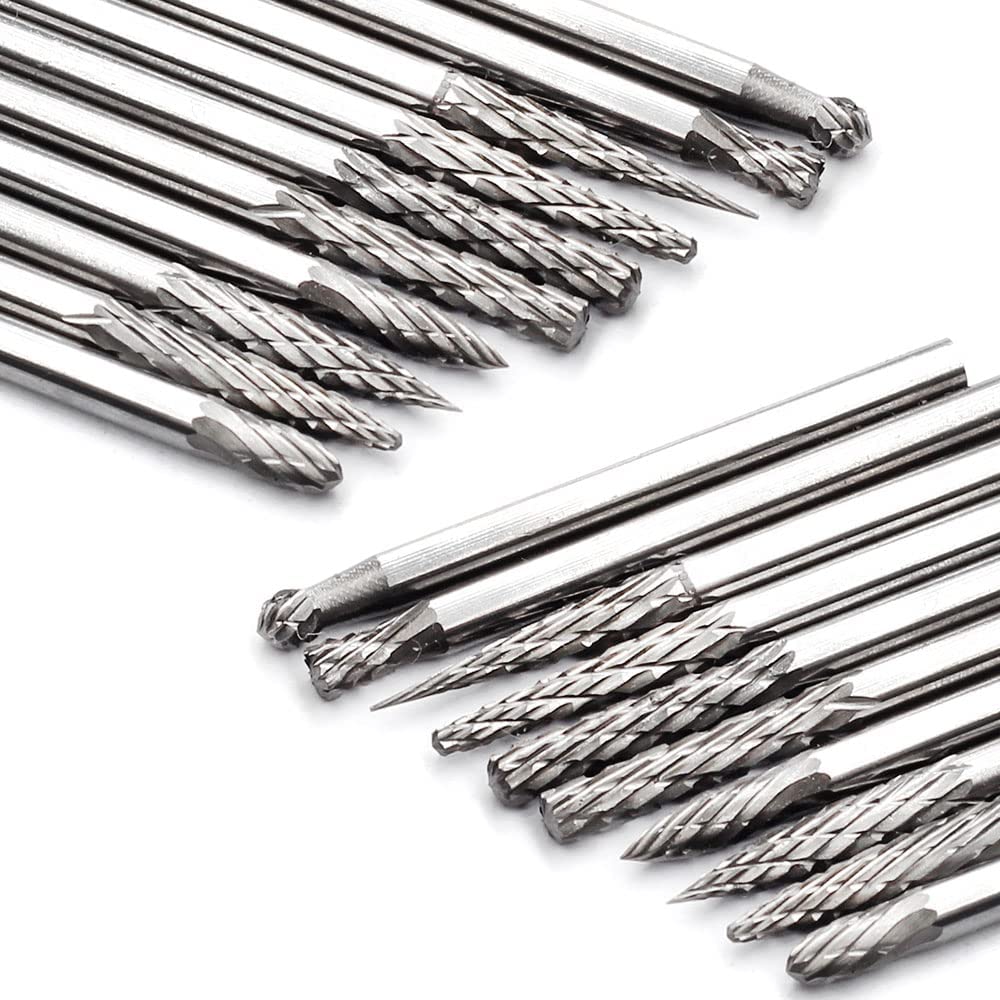 Premium Tungsten Carbide Burr Set - 10pc Solid Carbide Rotary Burrs with 3mm (0.118