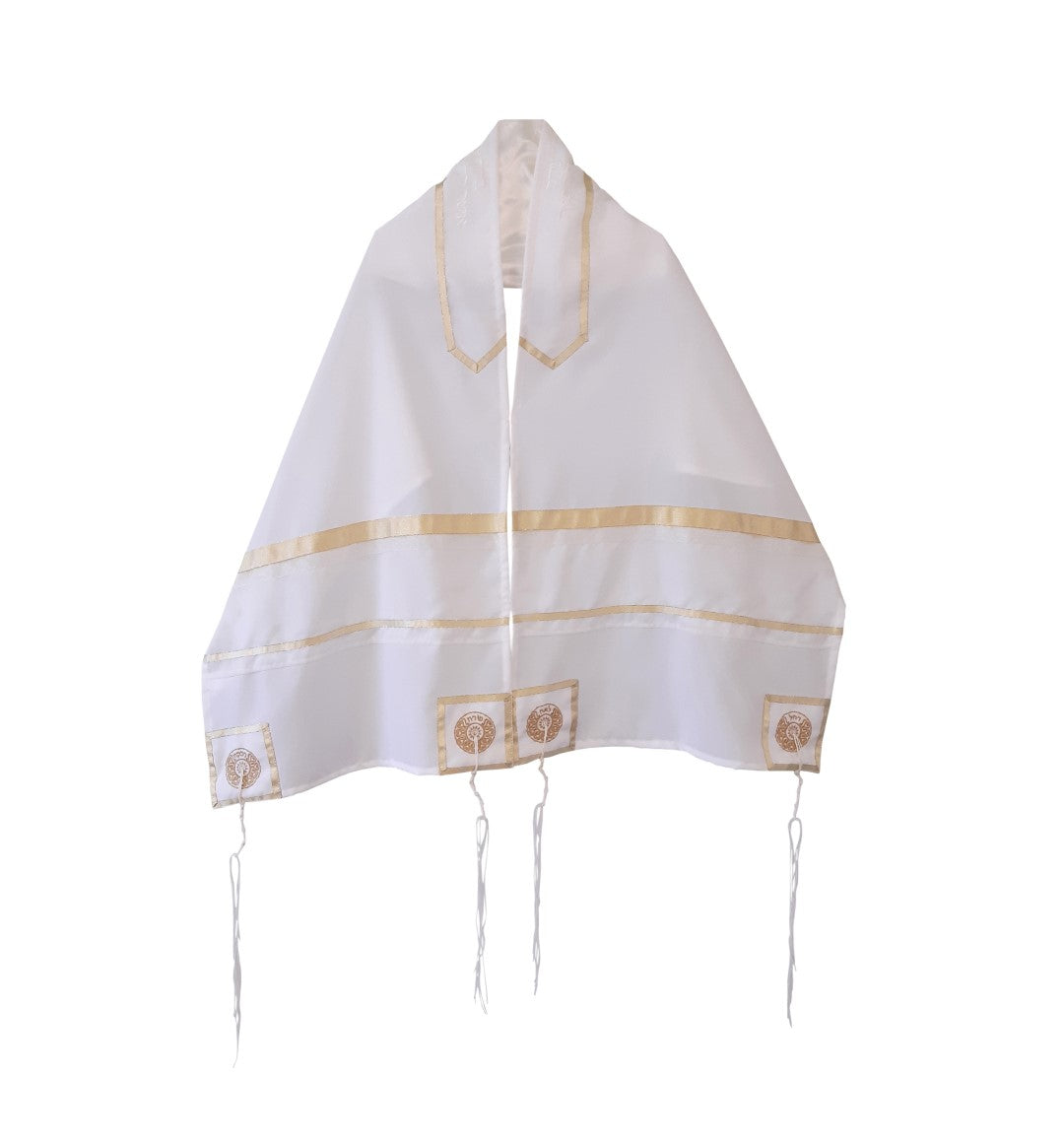 Four Mothers Gold Tallit Prayer Shawl for Girls - Elegant Jewish Prayer Shawl for Synagogue, Bat Mitzvah & Special Occasions