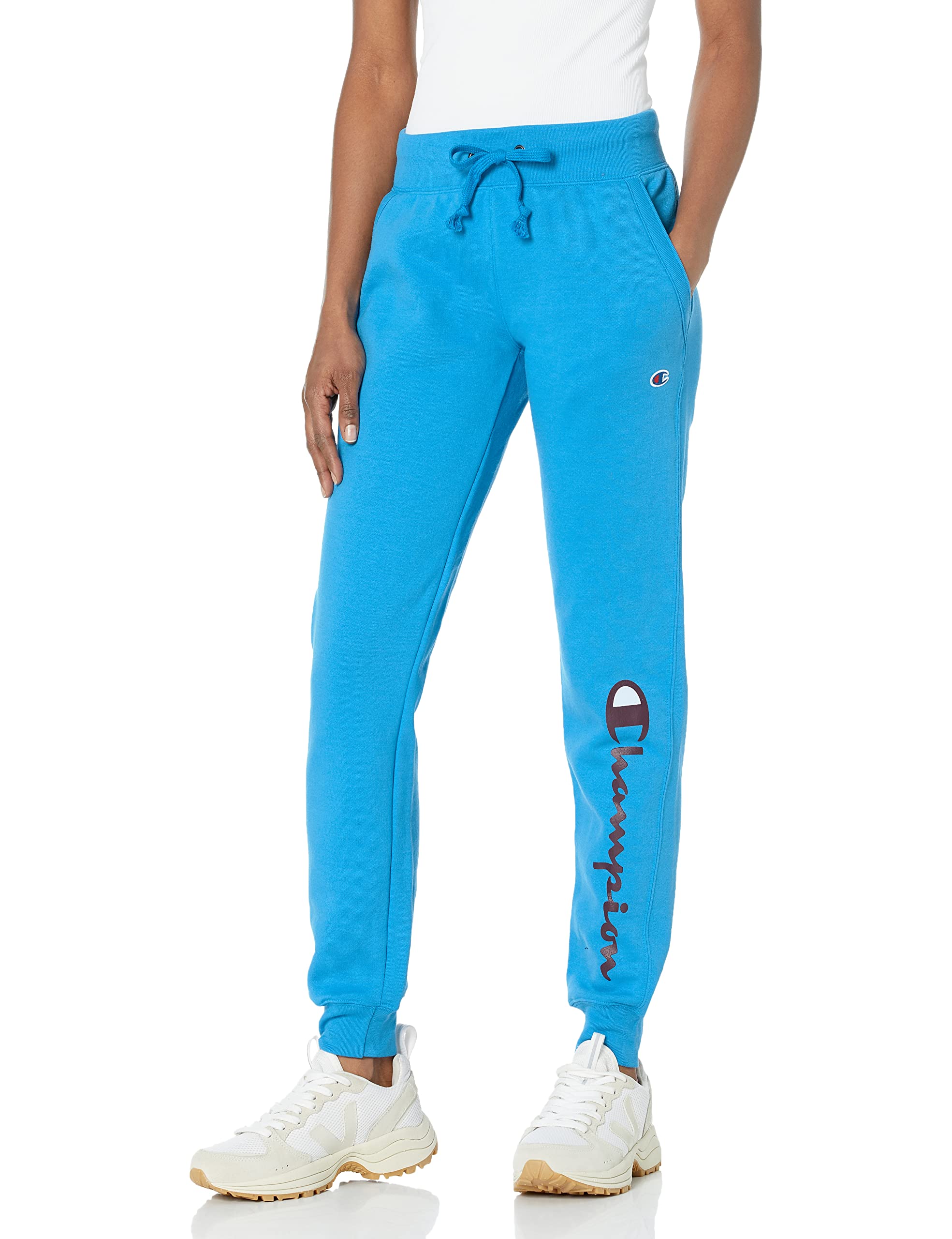 Champion Women's Powerblend Graphic Jogger Sweatpants - Soft Fleece Lounge Pants with Stylish Prints for Running, Yoga & Casual Wear